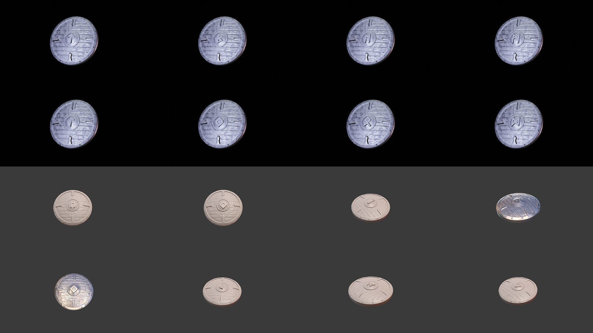 Scandivanian shield with rune Pack 3D Model Collection_1