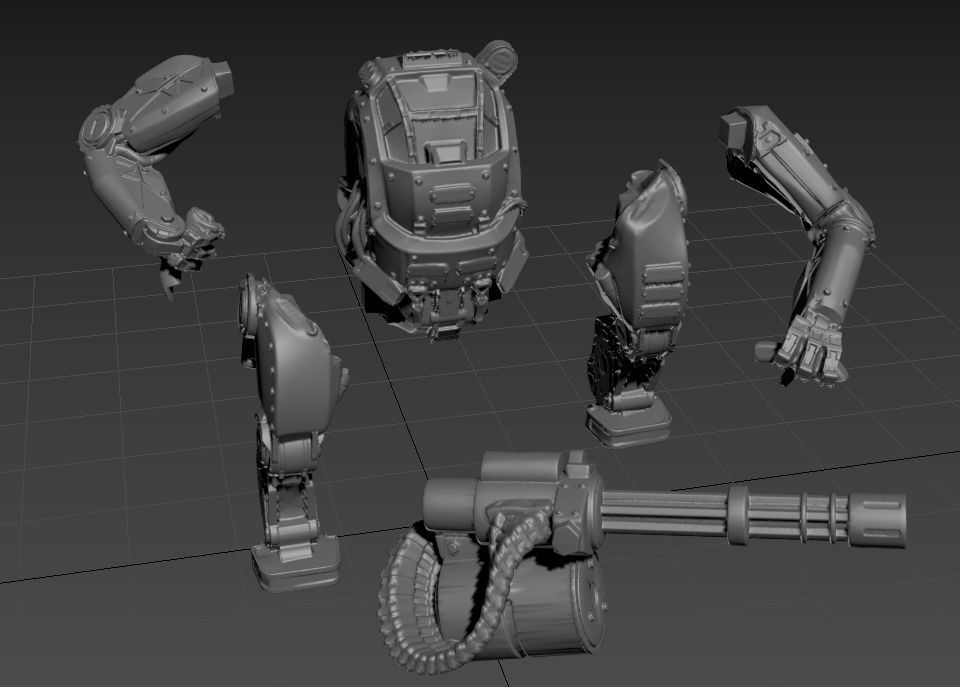 Armour group of toy soldiers with guns 3D print model_12