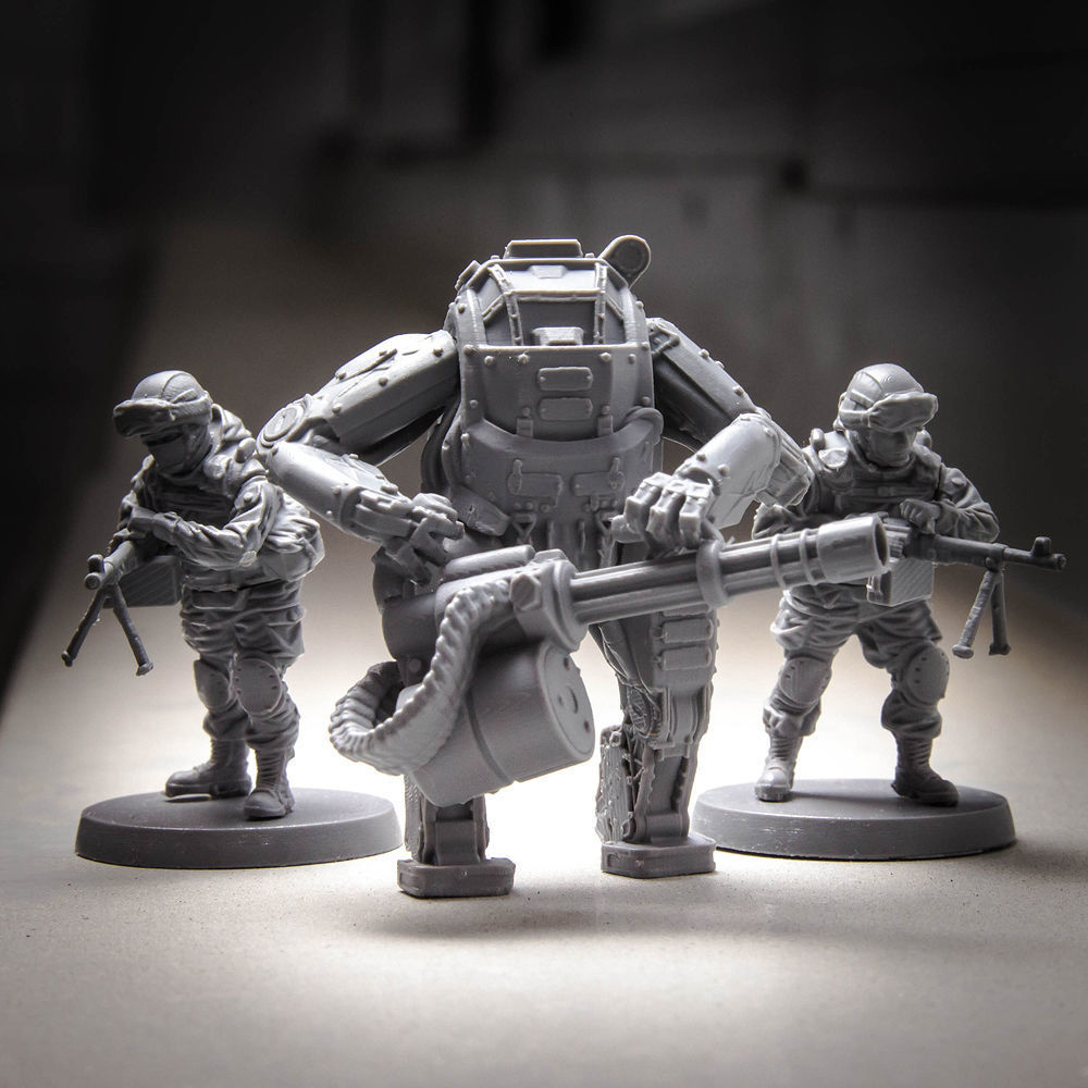 Armour group of toy soldiers with guns 3D print model_1