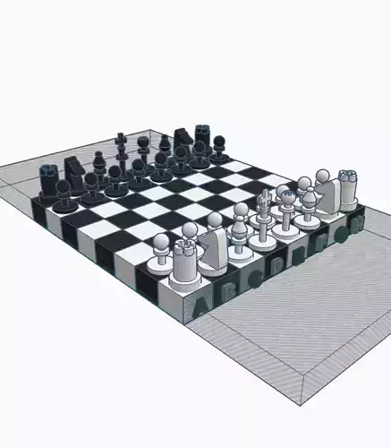 Chess board with pieces 3D model