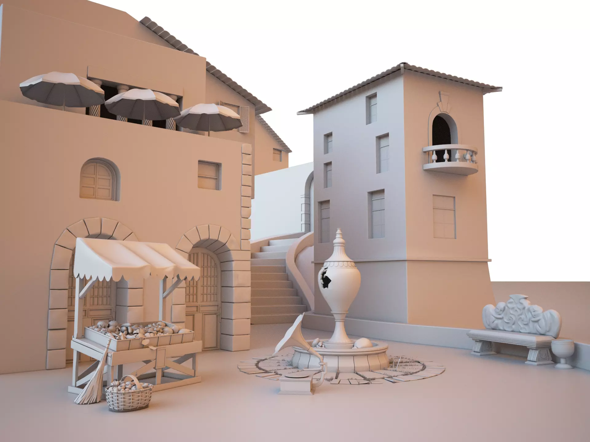 Stage objects Low-poly 3D model_0