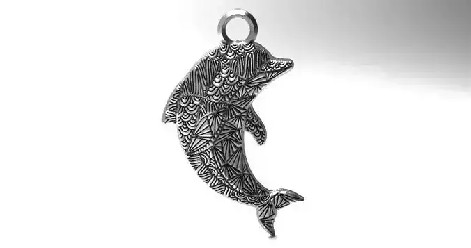 Dolphin mandala zentangle pendant 1