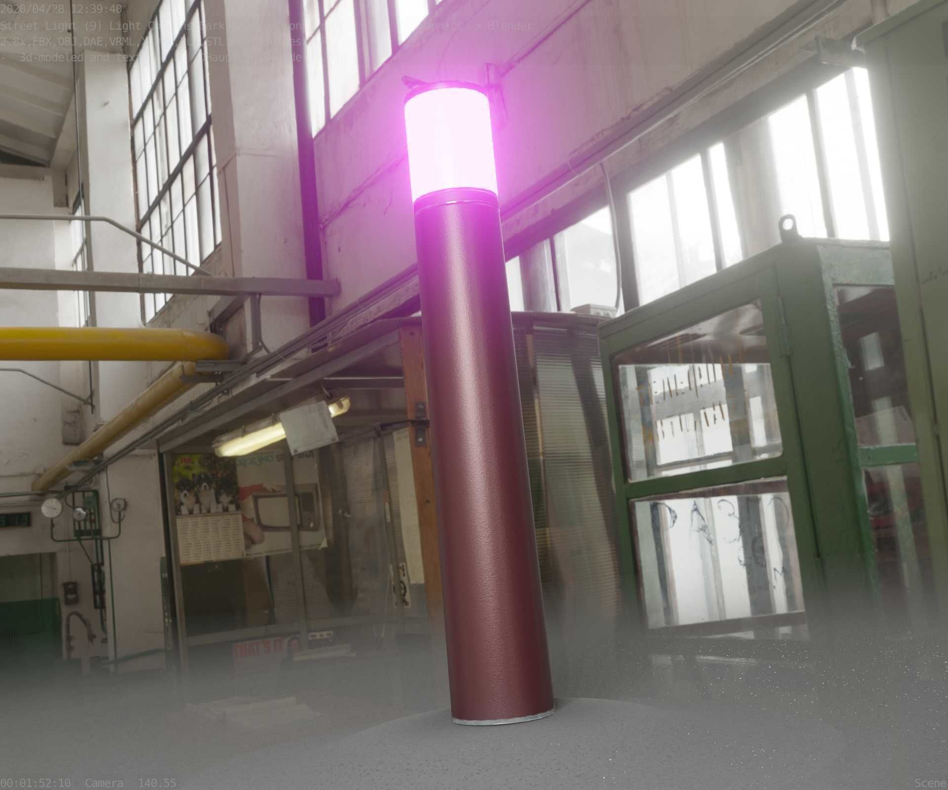 Dark Red Light-Column -27- Street-Light 9 Low-poly 3D model_98