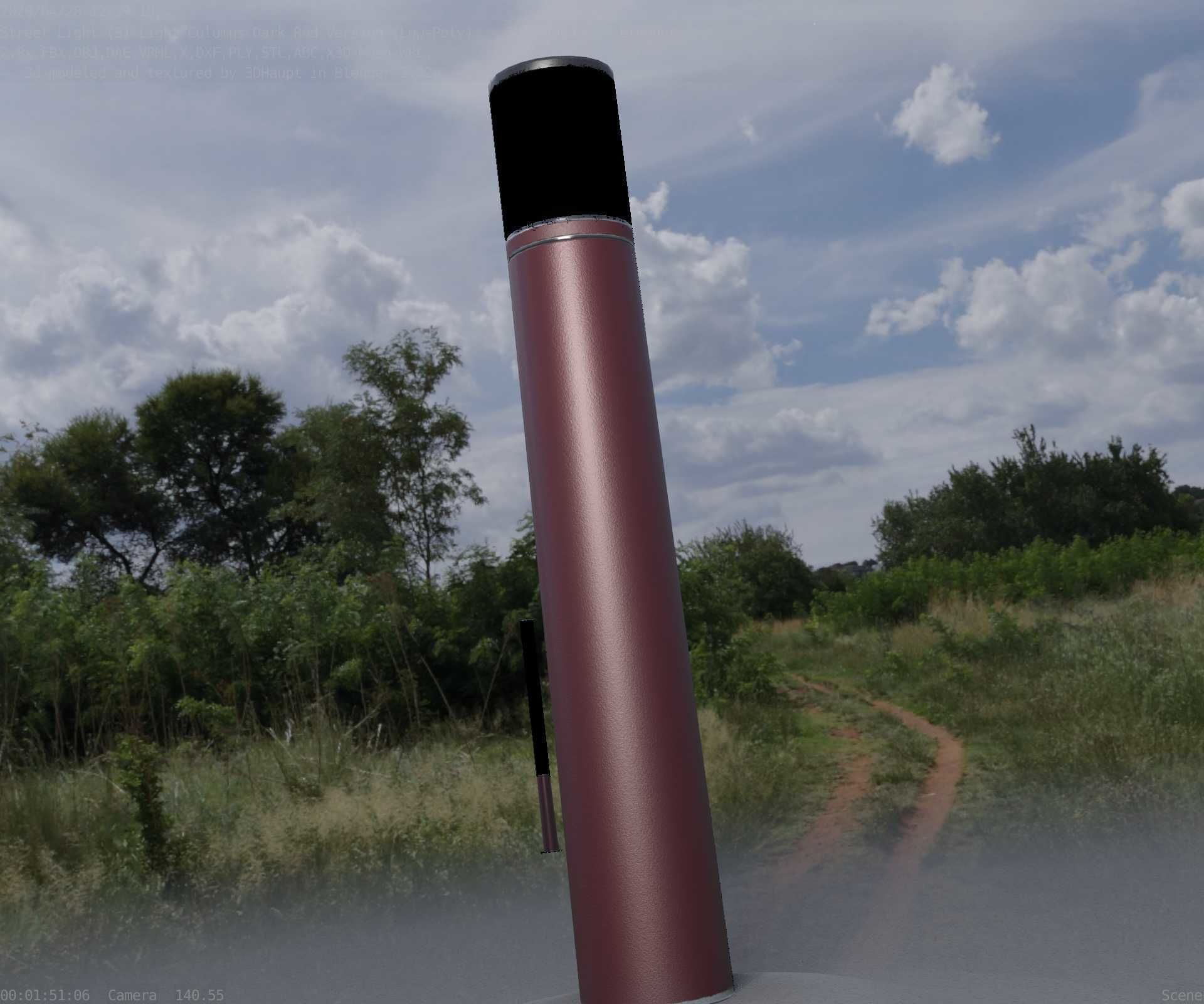 Dark Red Light-Column -27- Street-Light 9 Low-poly 3D model_70