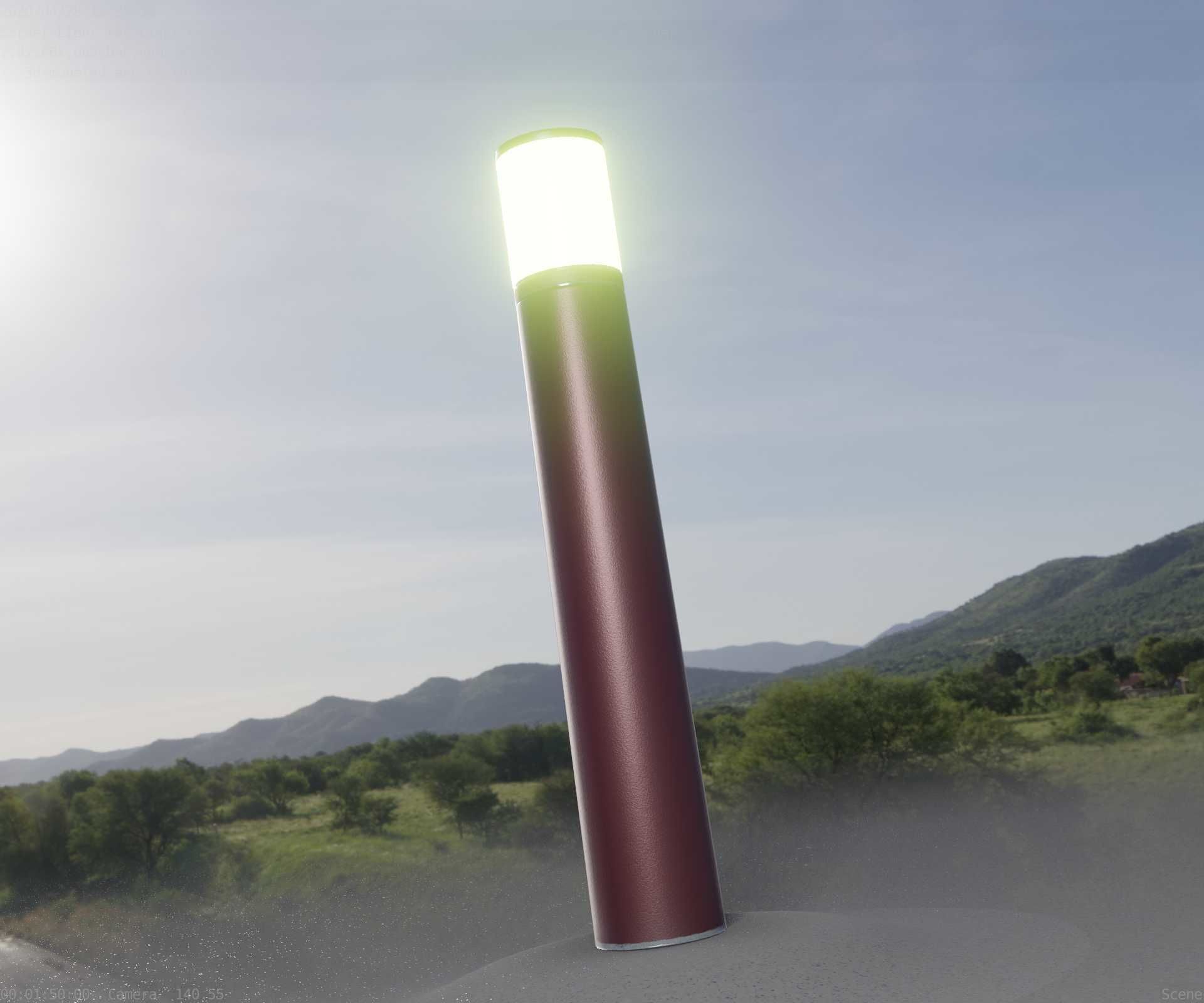 Dark Red Light-Column -27- Street-Light 9 Low-poly 3D model_40