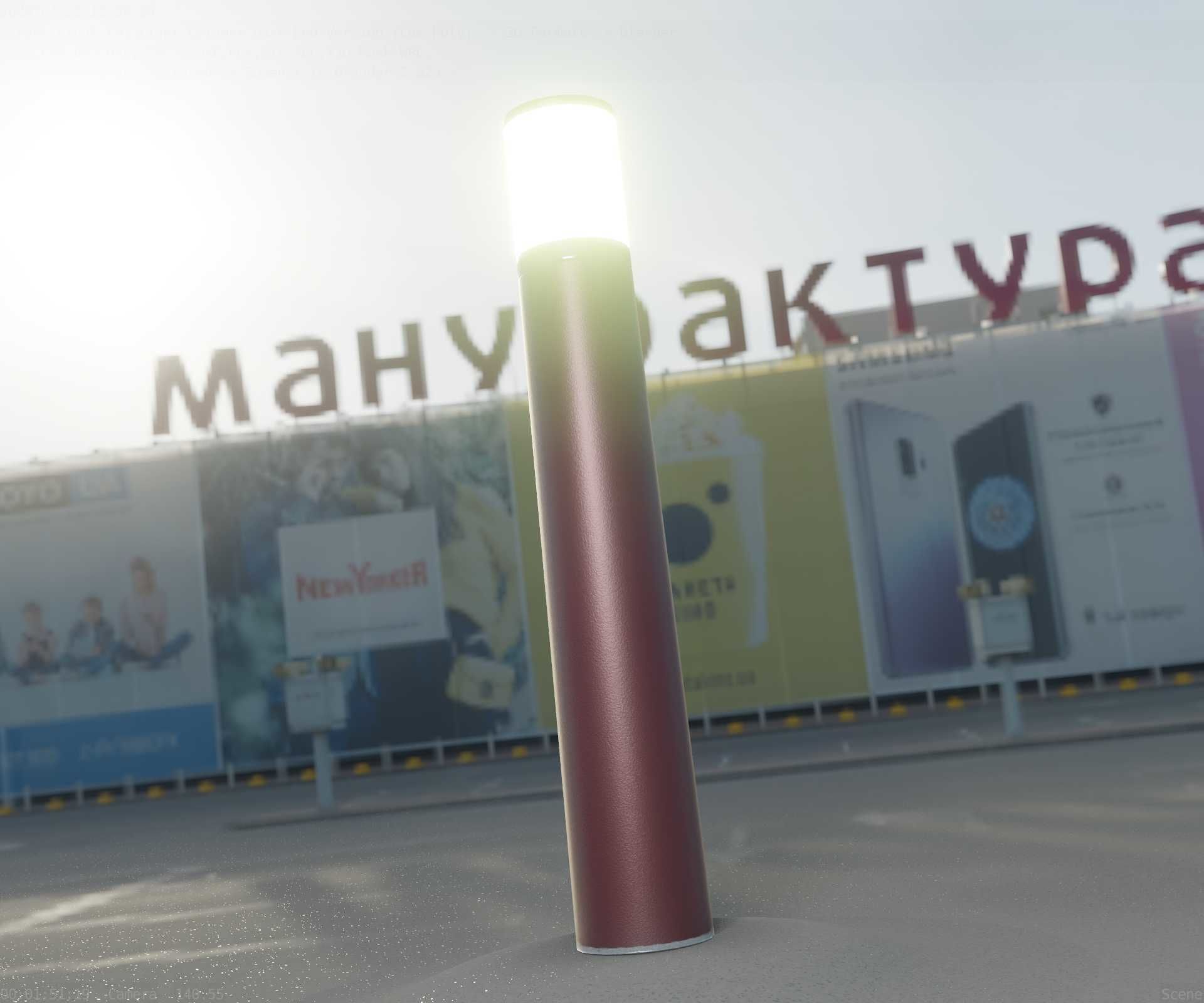 Dark Red Light-Column -27- Street-Light 9 Low-poly 3D model_83