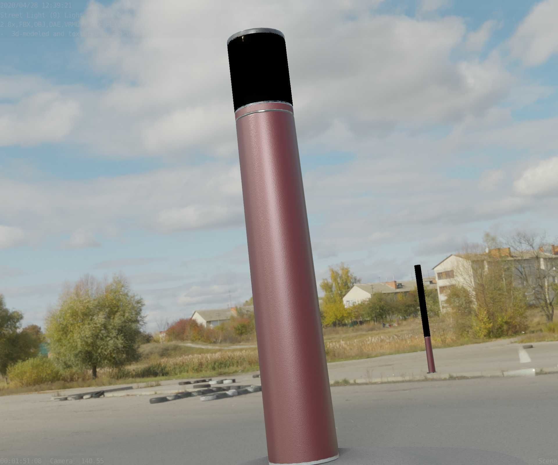 Dark Red Light-Column -27- Street-Light 9 Low-poly 3D model_72