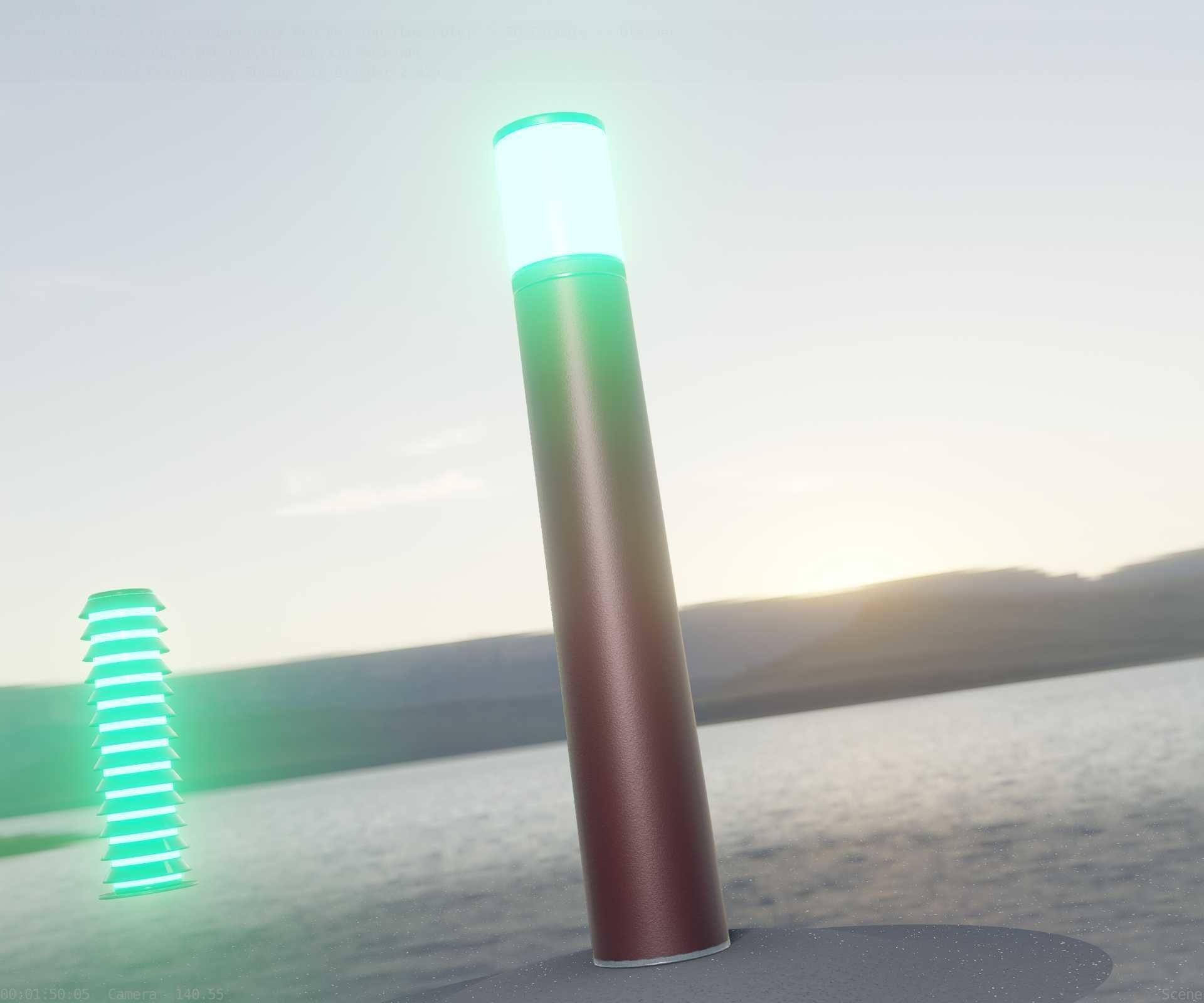 Dark Red Light-Column -27- Street-Light 9 Low-poly 3D model_45