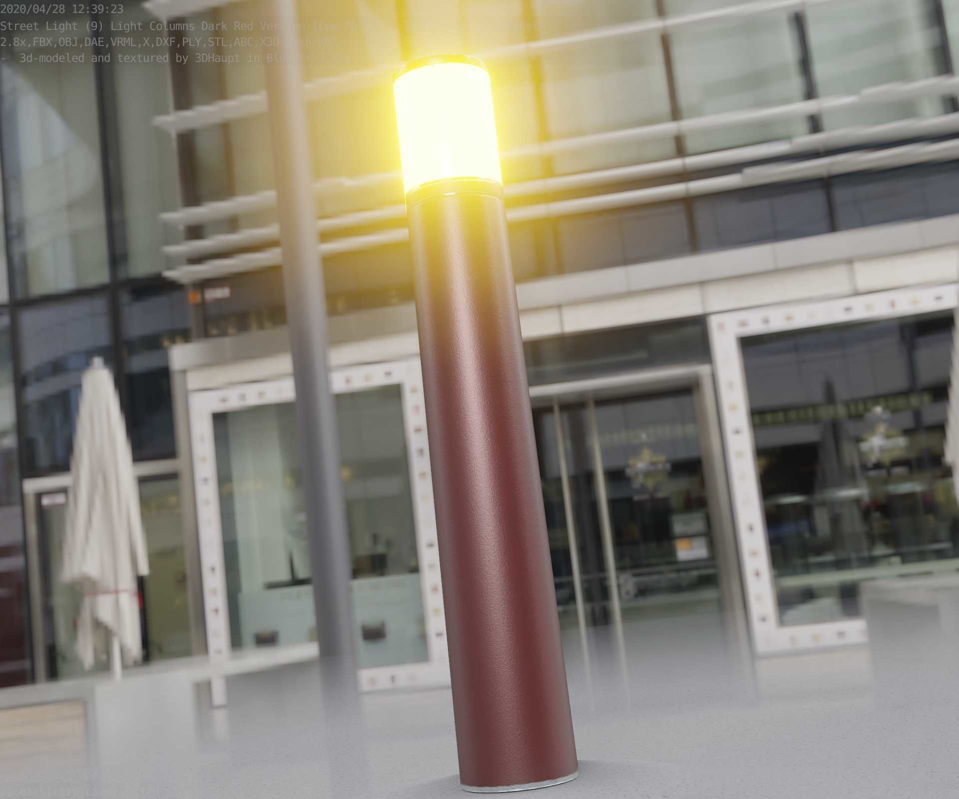 Dark Red Light-Column -27- Street-Light 9 Low-poly 3D model_75