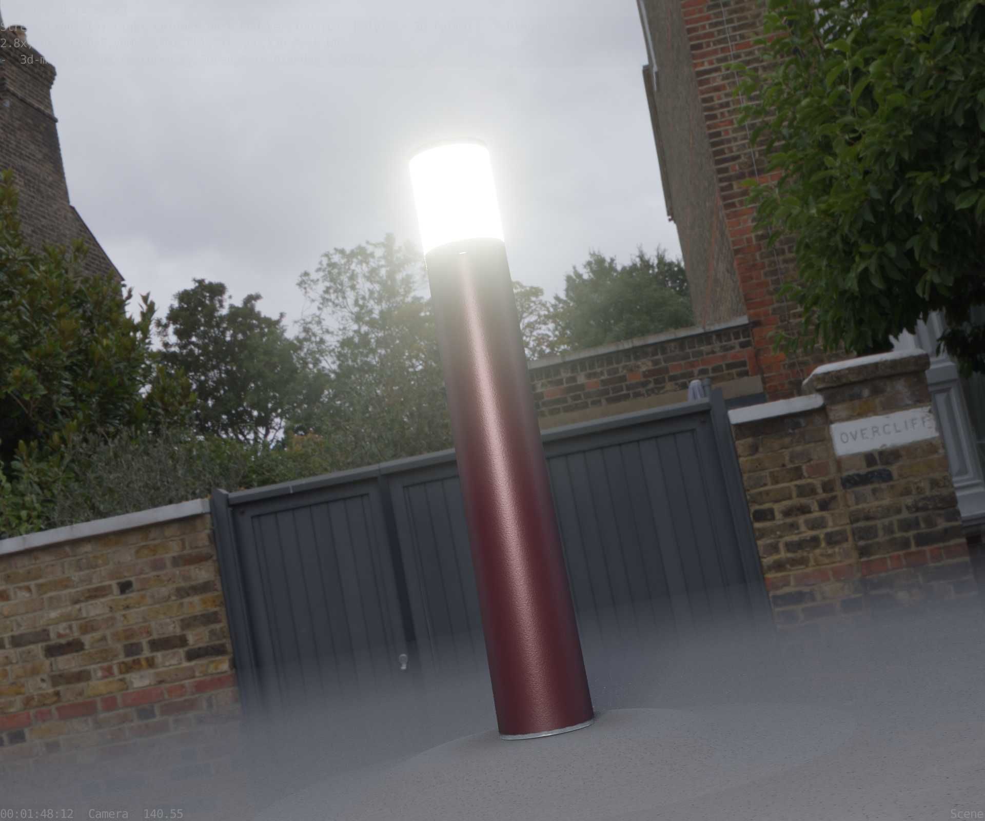 Dark Red Light-Column -27- Street-Light 9 Low-poly 3D model_19