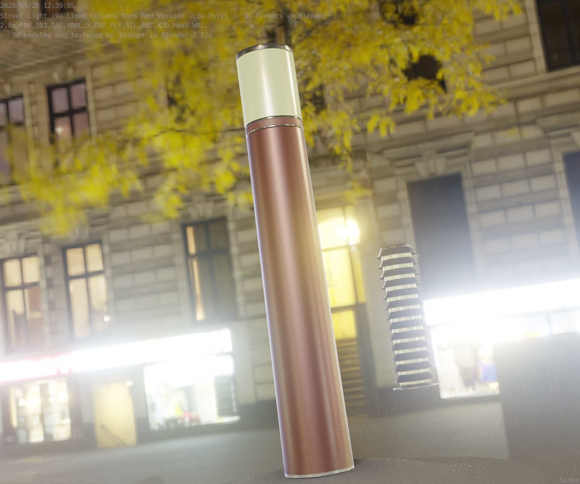 Dark Red Light-Column -27- Street-Light 9 Low-poly 3D model_51