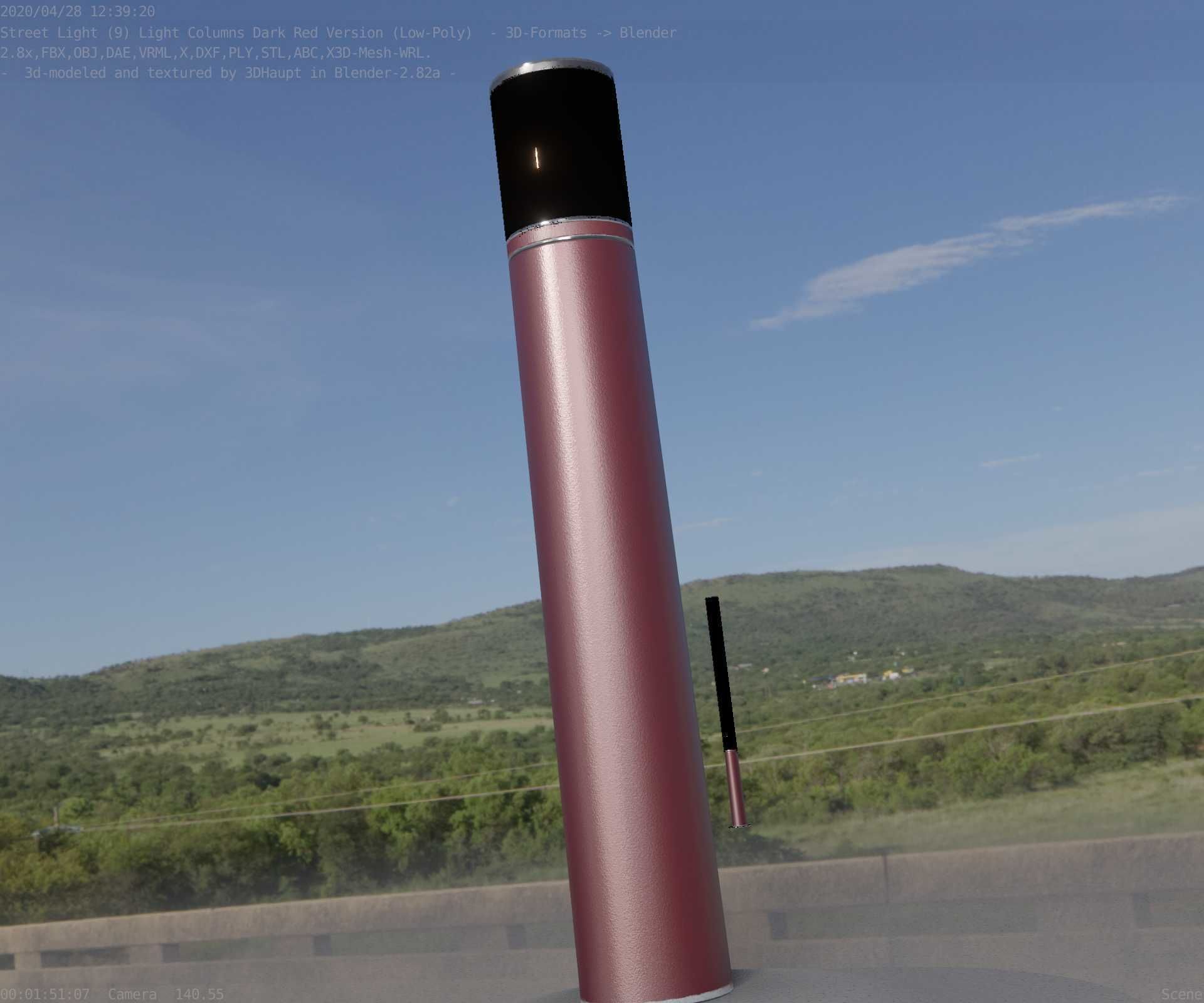 Dark Red Light-Column -27- Street-Light 9 Low-poly 3D model_71