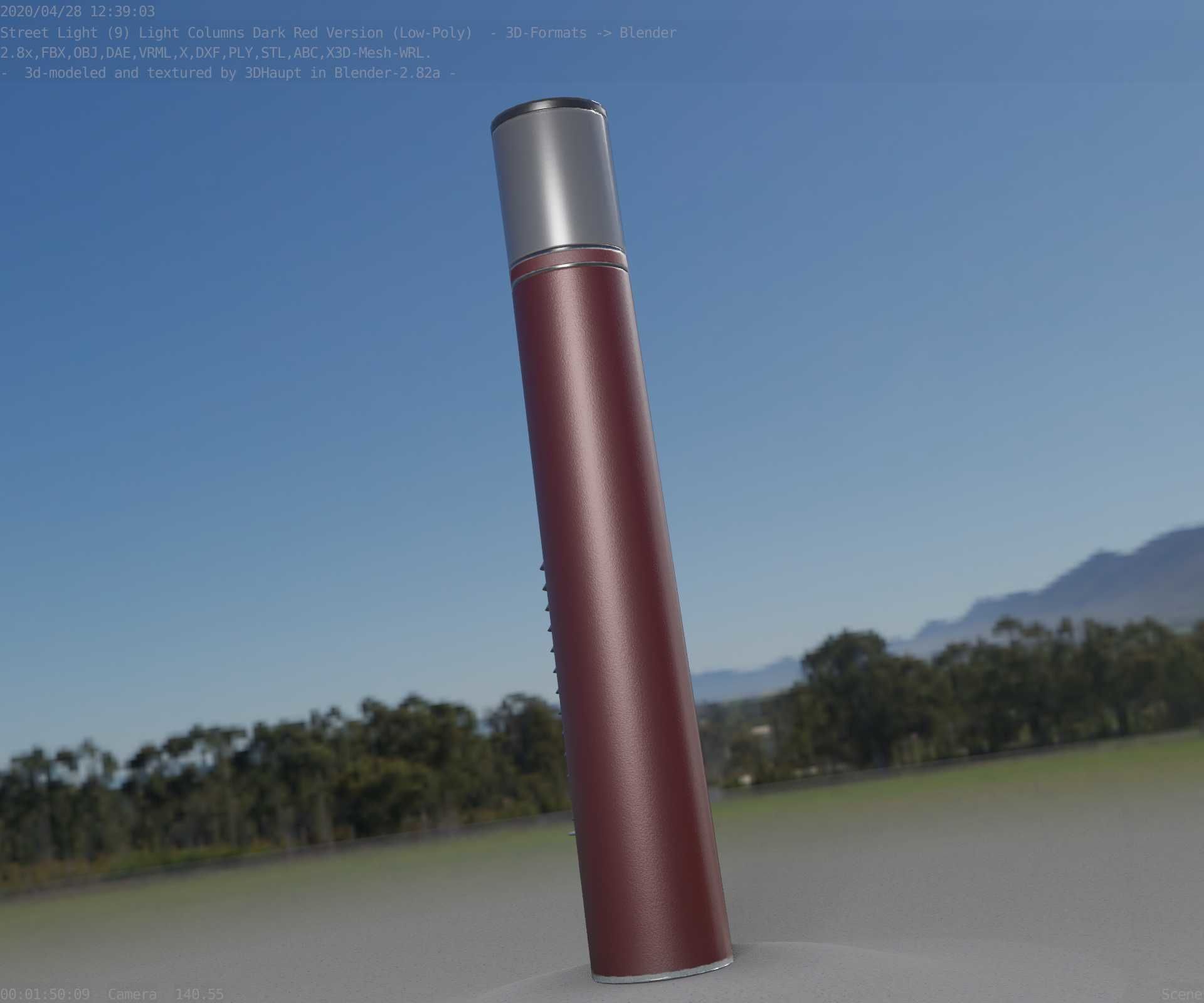 Dark Red Light-Column -27- Street-Light 9 Low-poly 3D model_49
