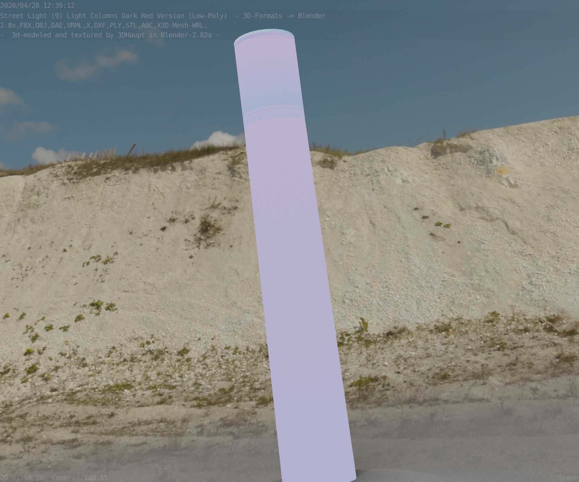 Dark Red Light-Column -27- Street-Light 9 Low-poly 3D model_60