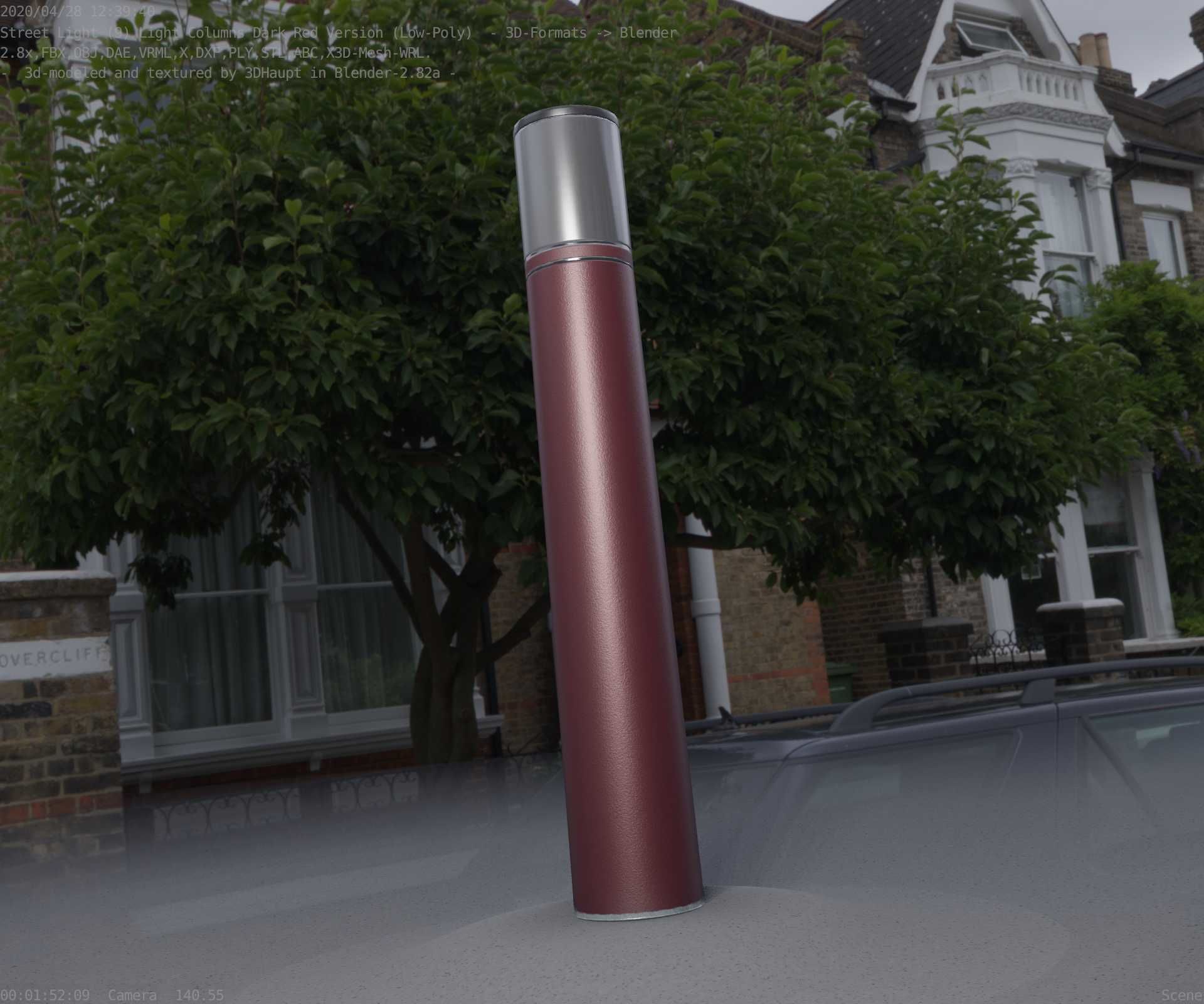 Dark Red Light-Column -27- Street-Light 9 Low-poly 3D model_97