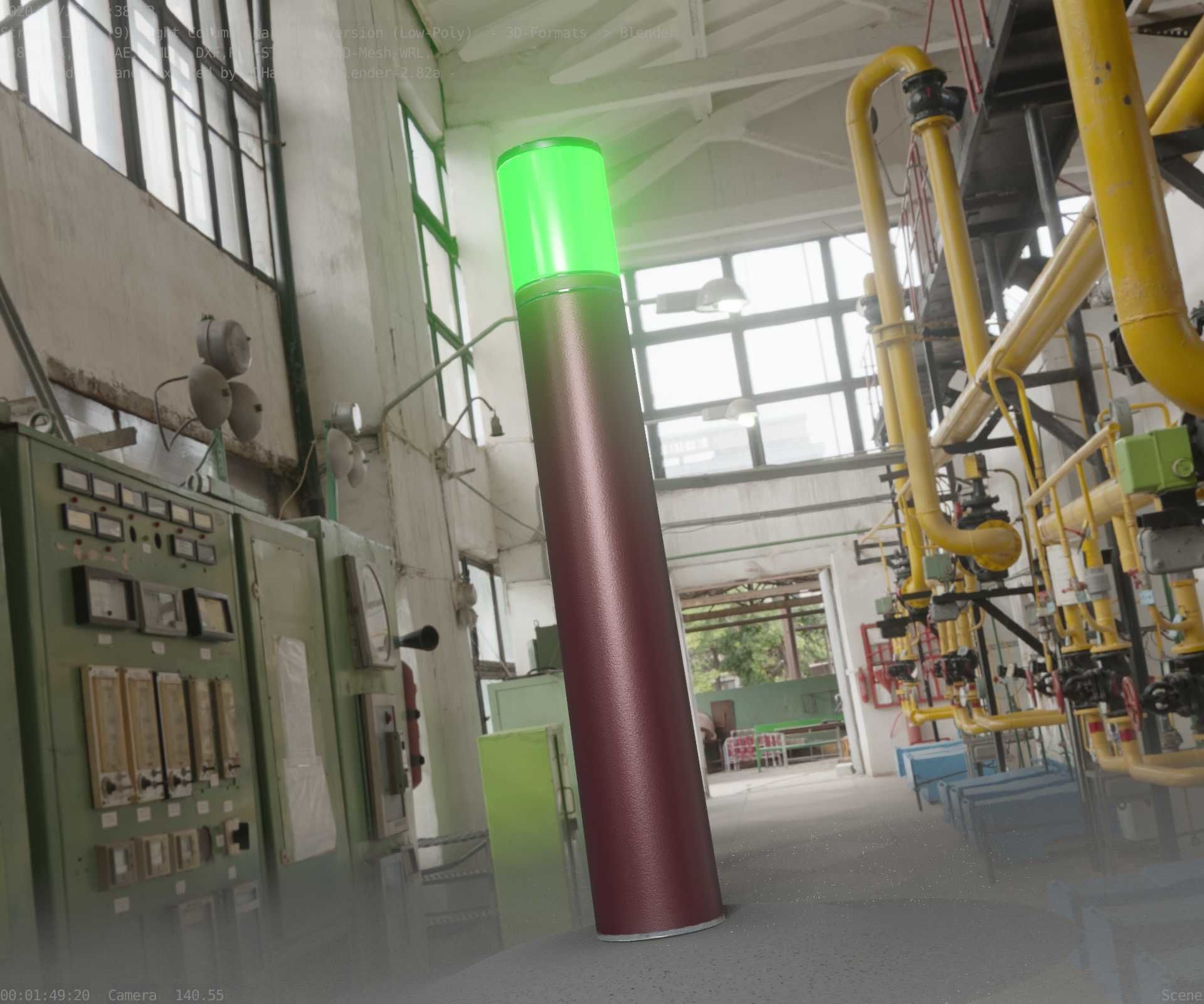 Dark Red Light-Column -27- Street-Light 9 Low-poly 3D model_36