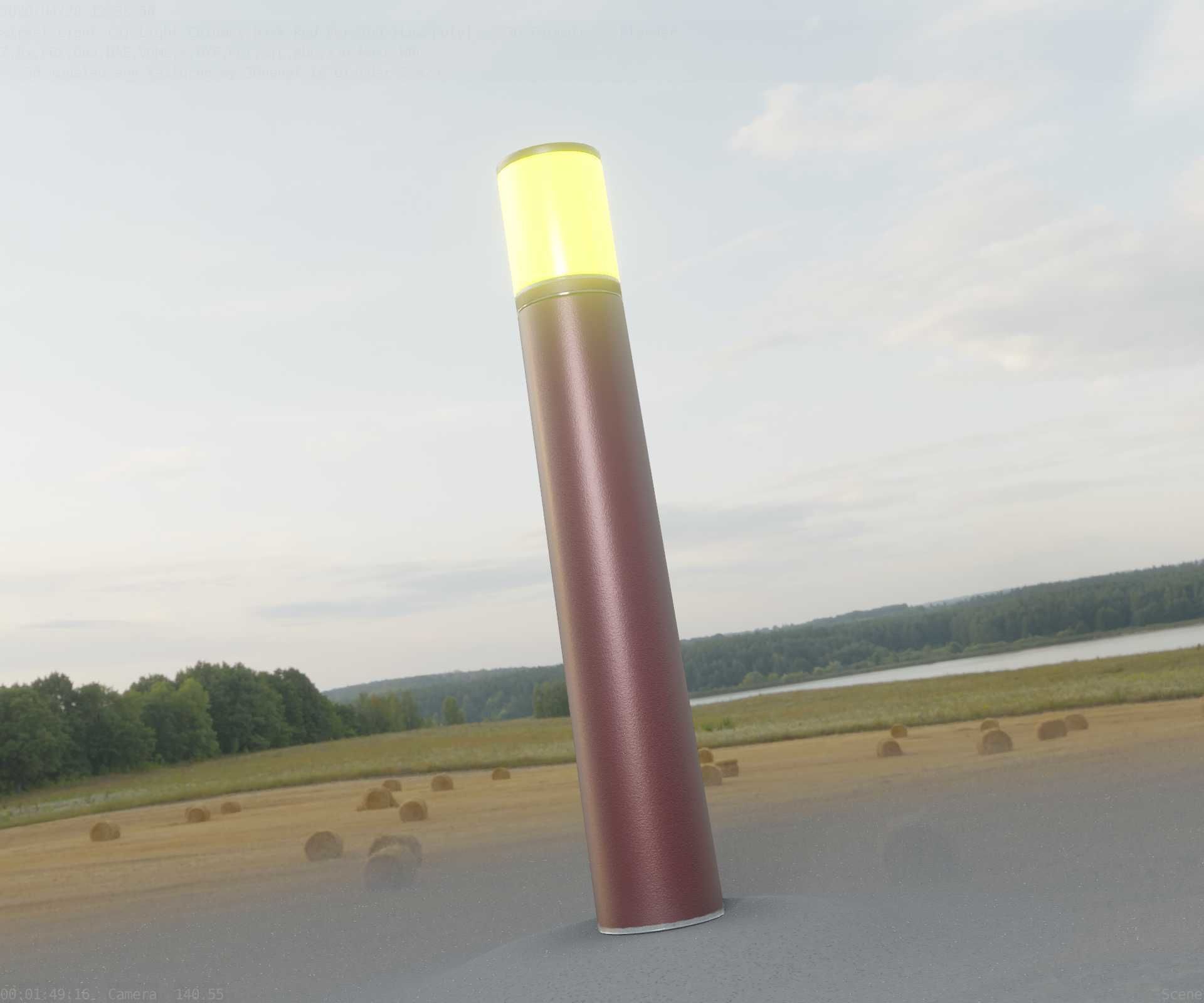 Dark Red Light-Column -27- Street-Light 9 Low-poly 3D model_32