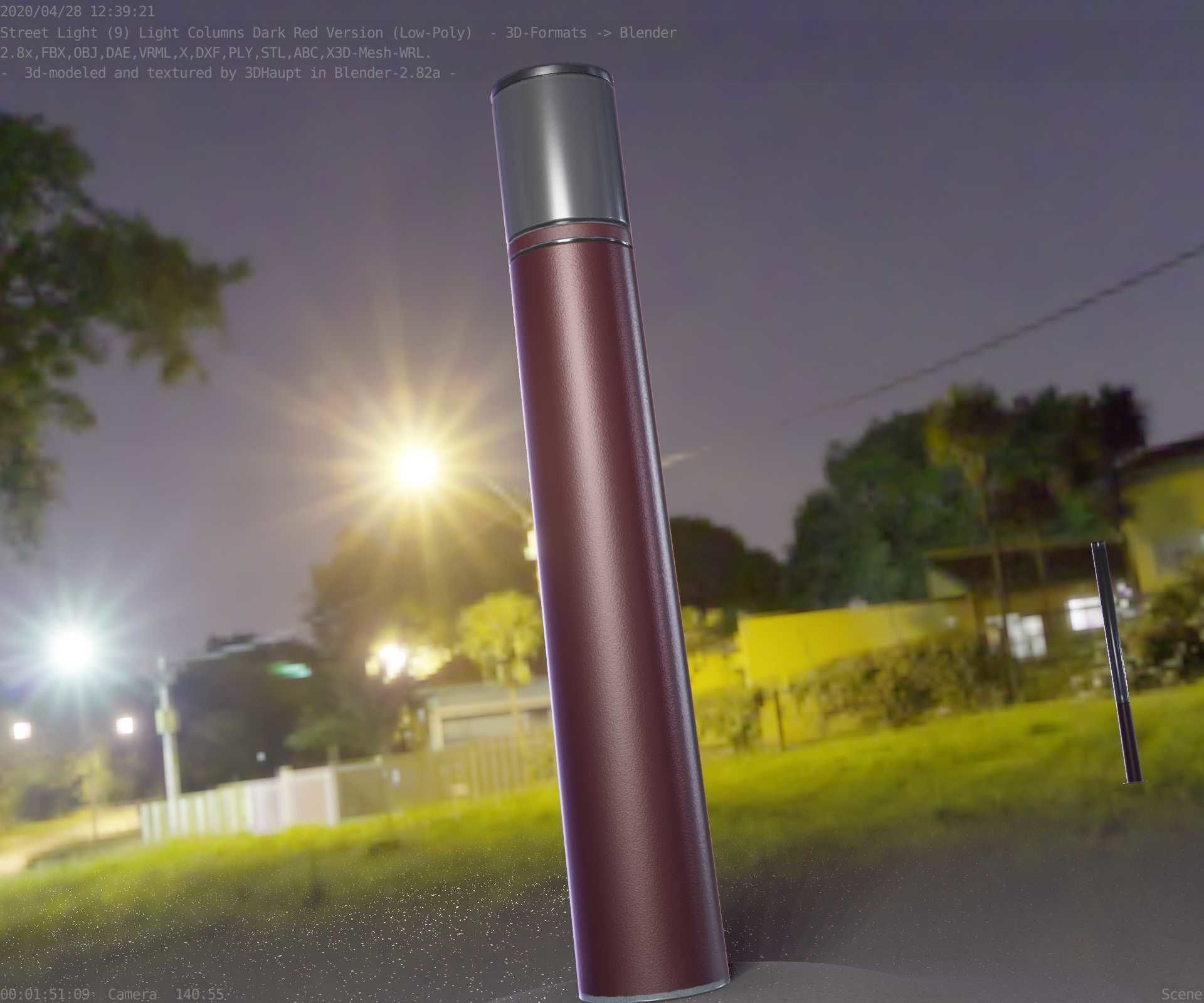 Dark Red Light-Column -27- Street-Light 9 Low-poly 3D model_73