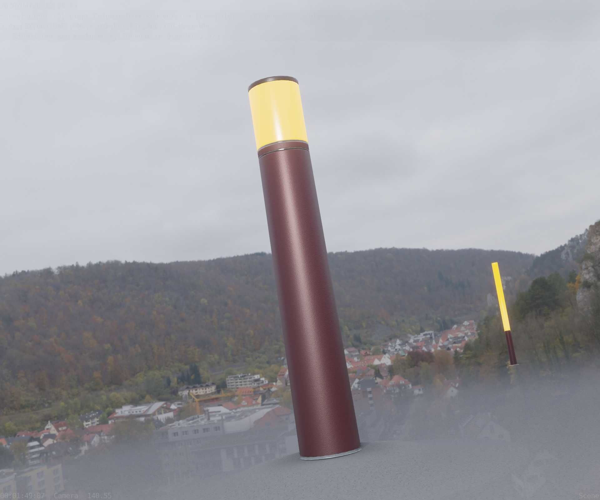 Dark Red Light-Column -27- Street-Light 9 Low-poly 3D model_9