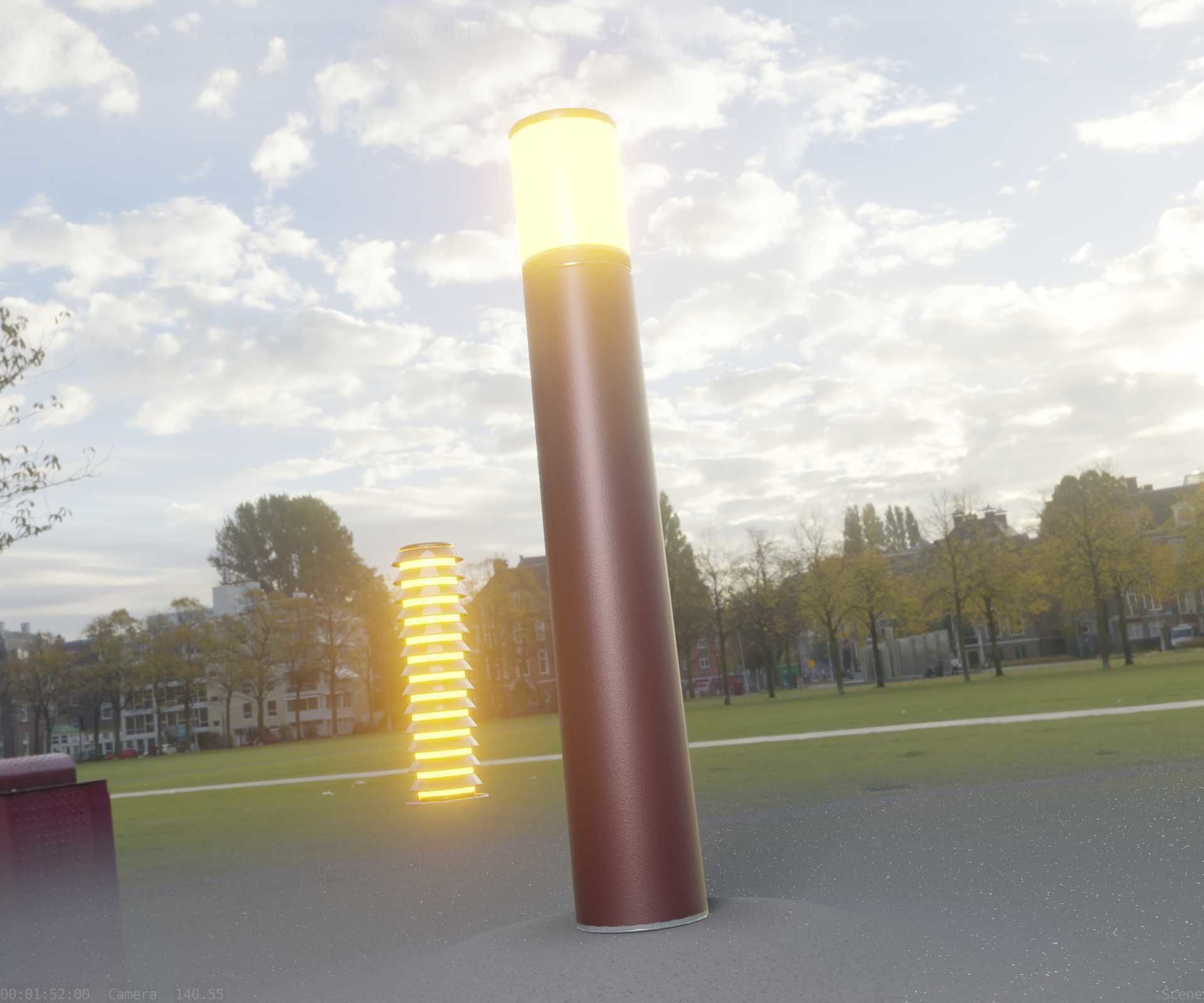 Dark Red Light-Column -27- Street-Light 9 Low-poly 3D model_88