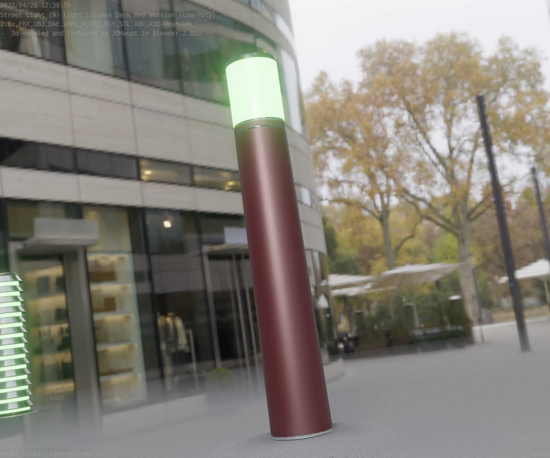 Dark Red Light-Column -27- Street-Light 9 Low-poly 3D model_44