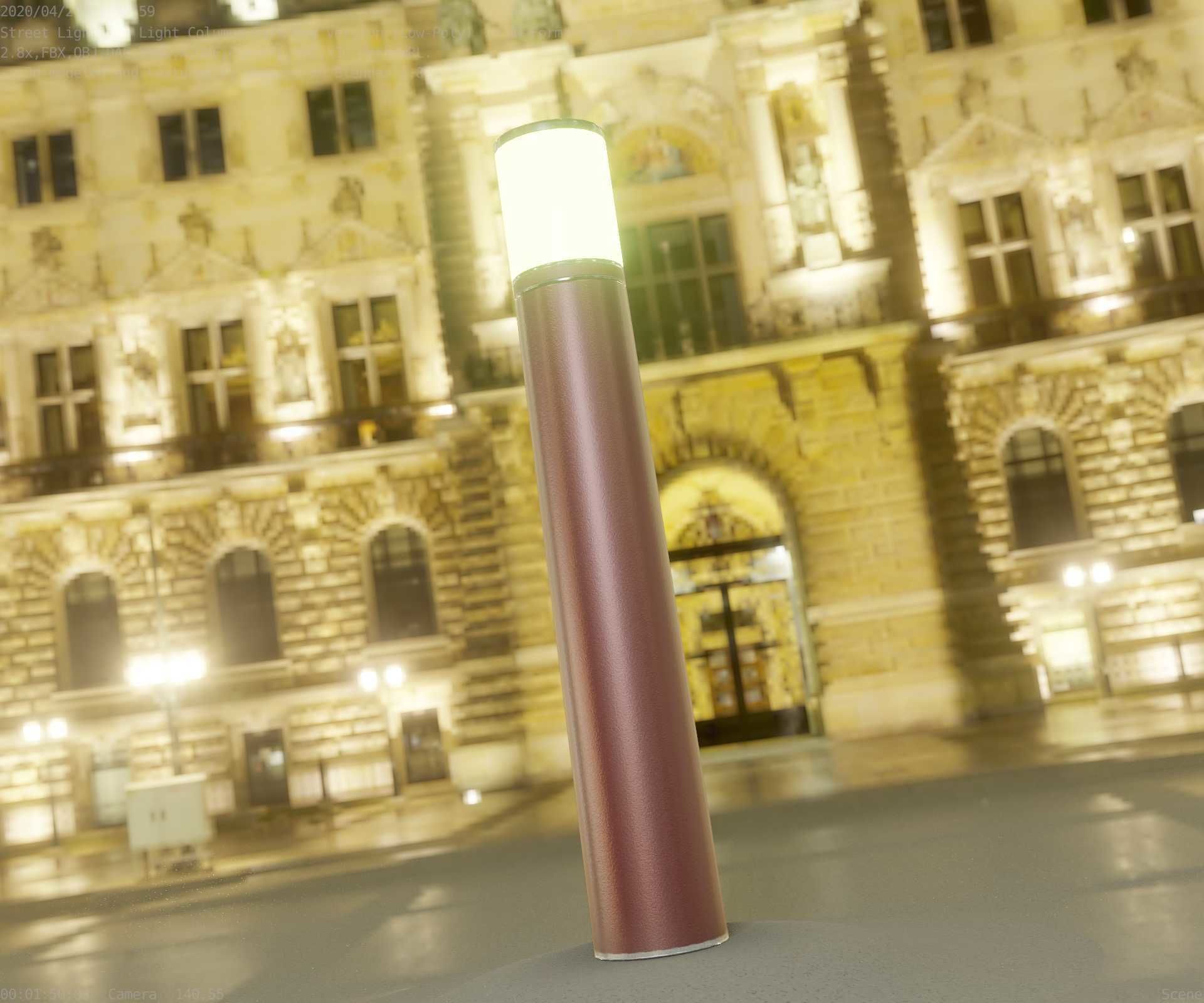 Dark Red Light-Column -27- Street-Light 9 Low-poly 3D model_43