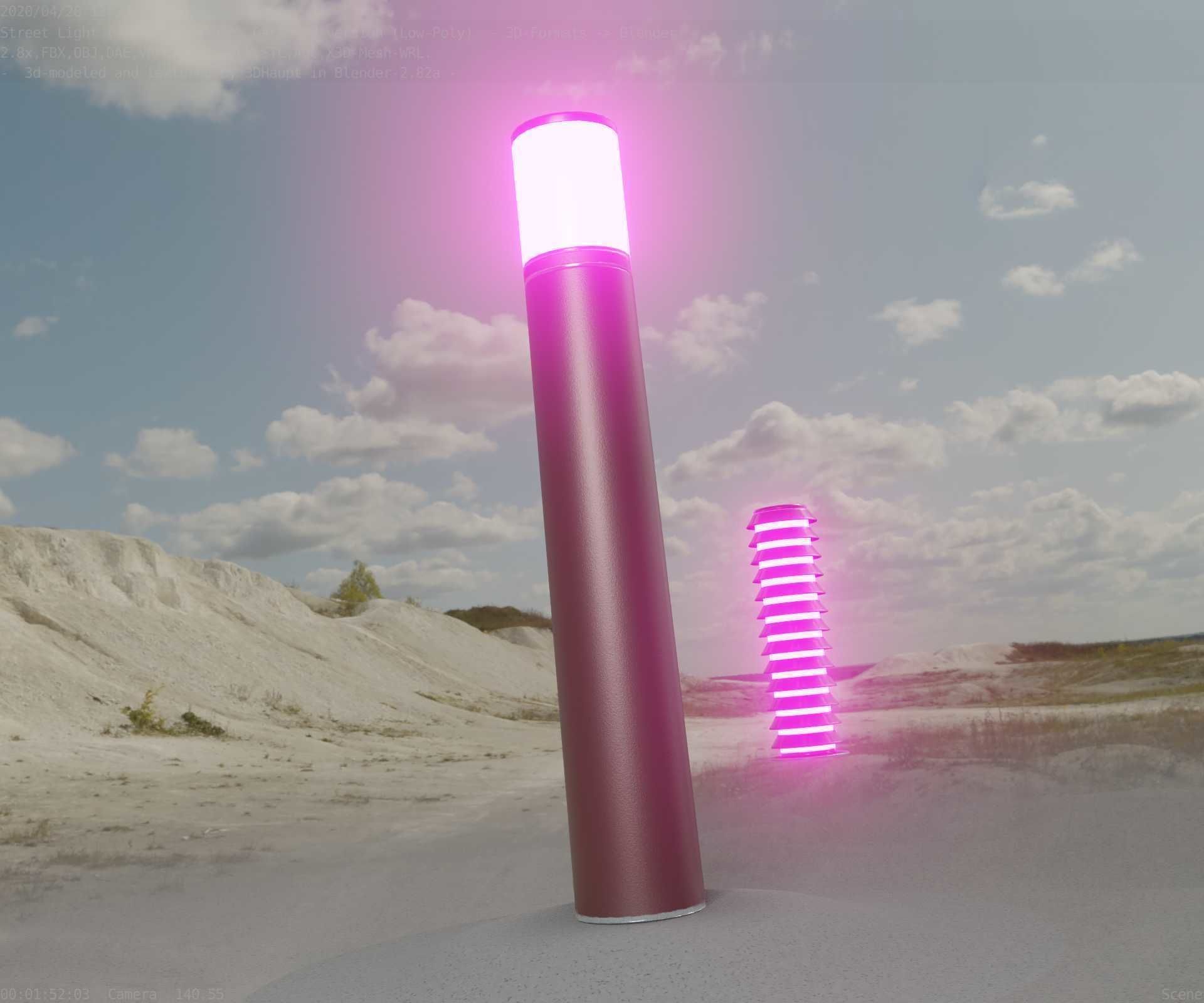 Dark Red Light-Column -27- Street-Light 9 Low-poly 3D model_91
