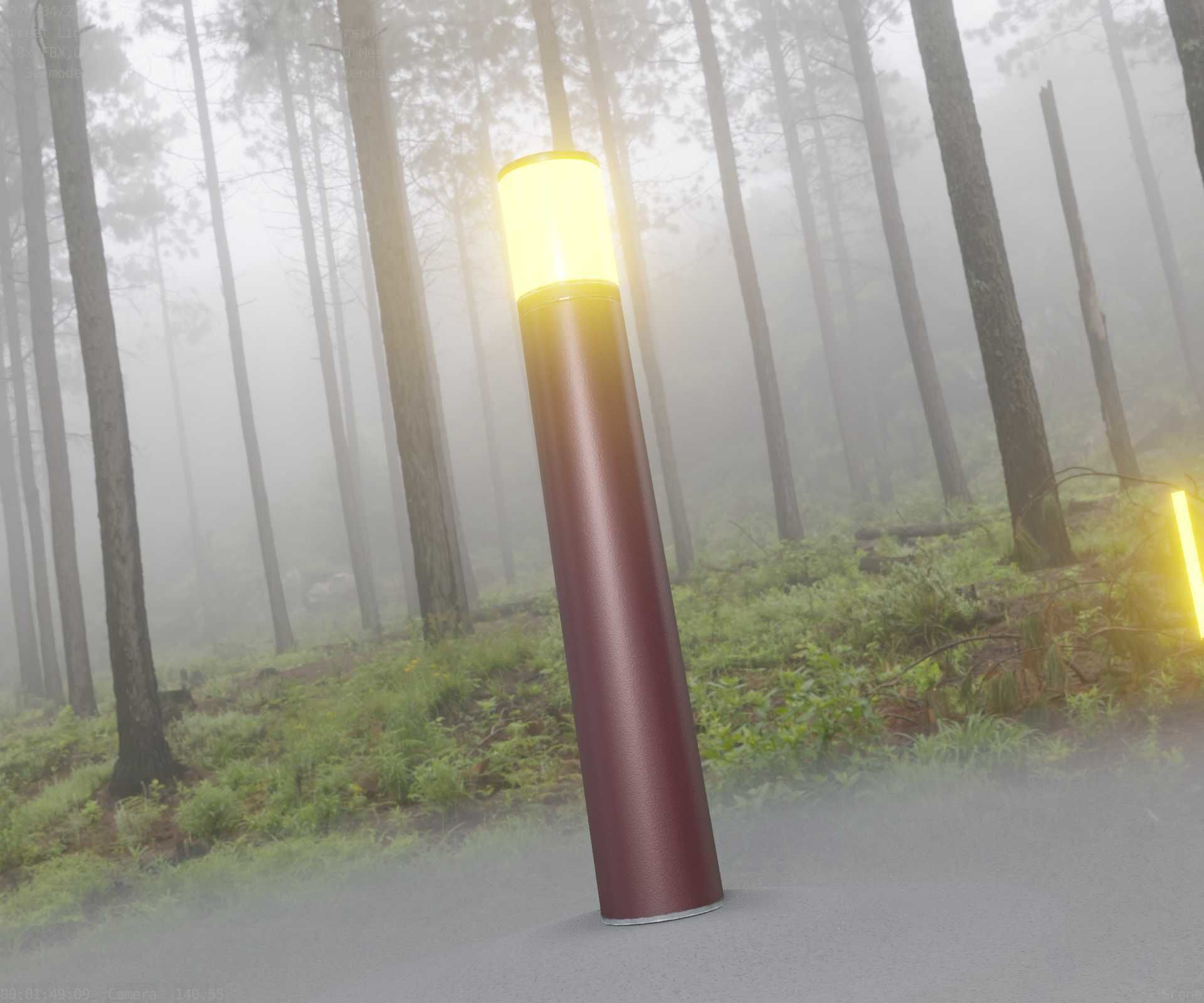 Dark Red Light-Column -27- Street-Light 9 Low-poly 3D model_11