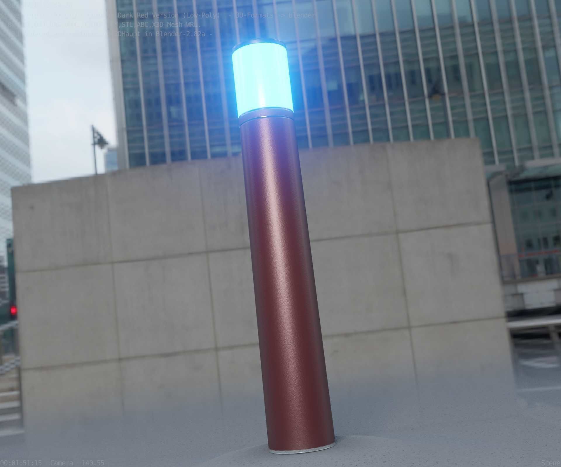 Dark Red Light-Column -27- Street-Light 9 Low-poly 3D model_79