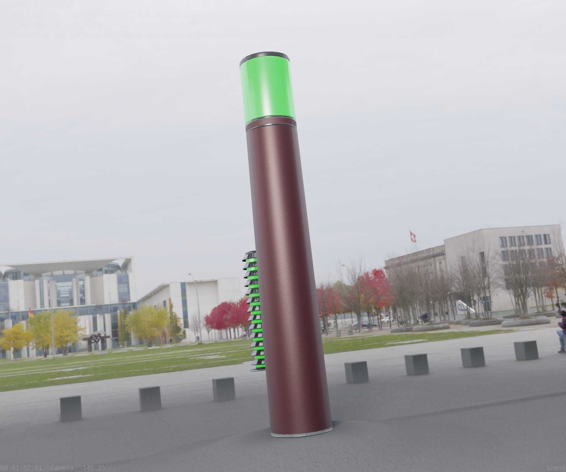 Dark Red Light-Column -27- Street-Light 9 Low-poly 3D model_89