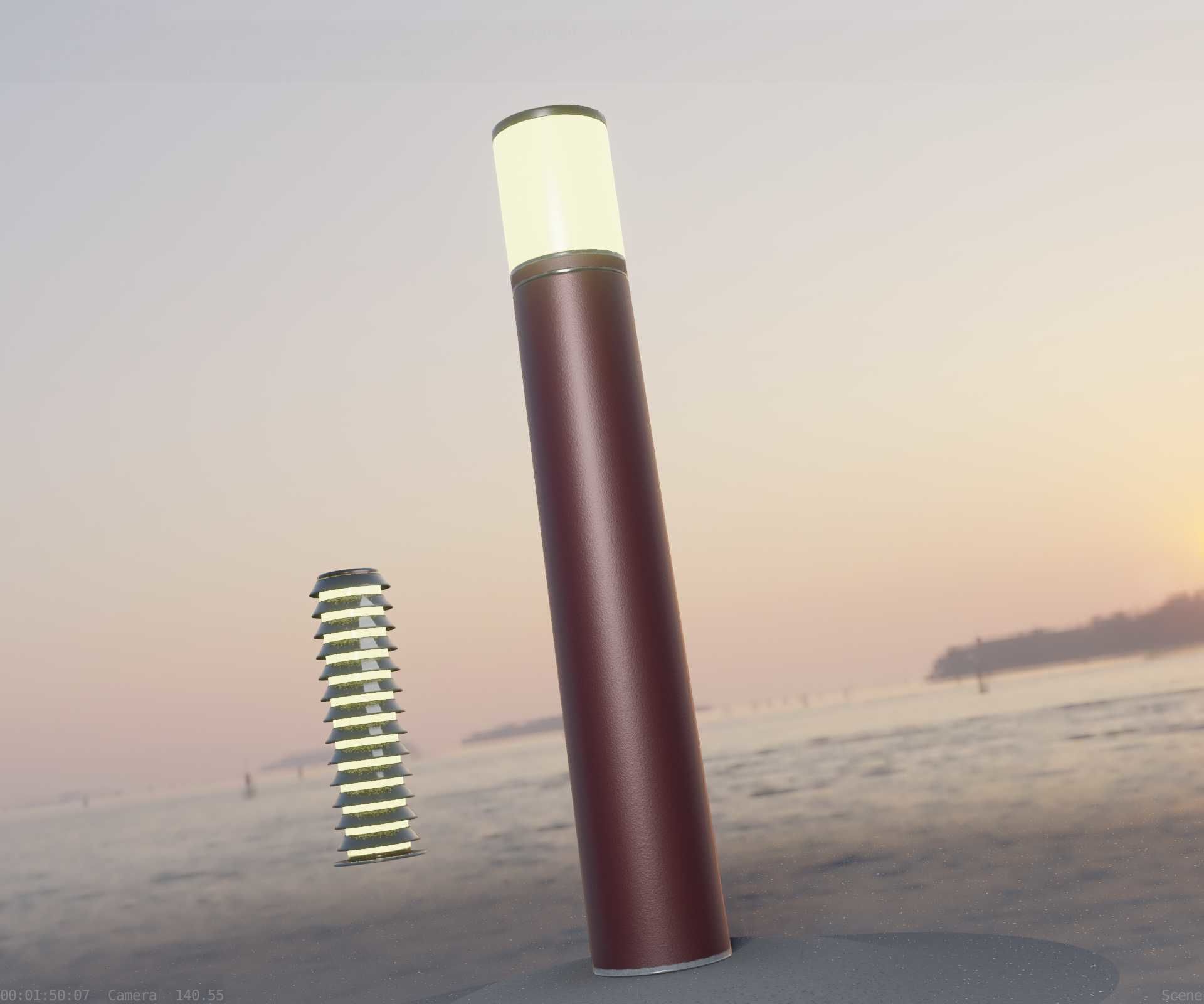 Dark Red Light-Column -27- Street-Light 9 Low-poly 3D model_47