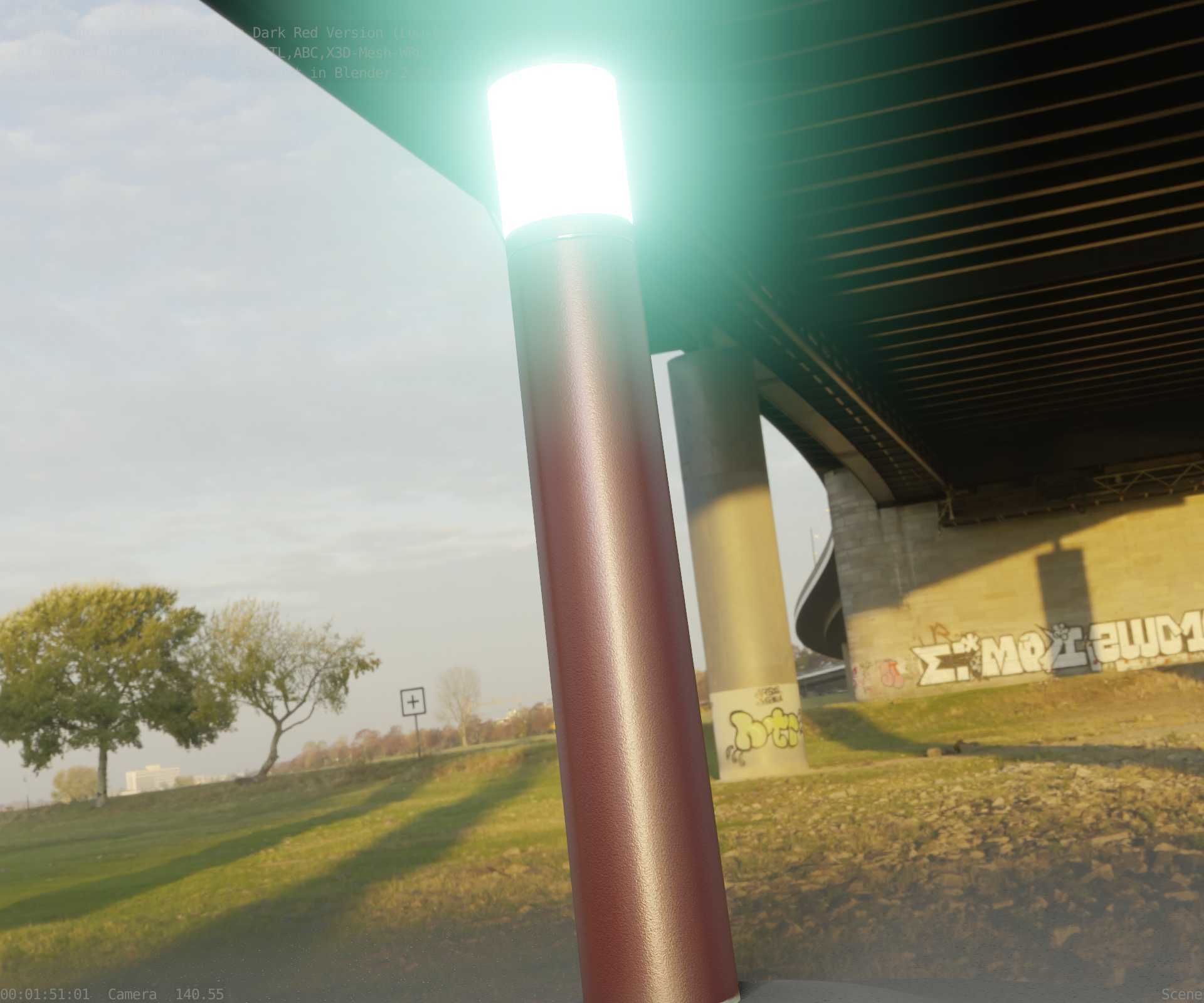 Dark Red Light-Column -27- Street-Light 9 Low-poly 3D model_65