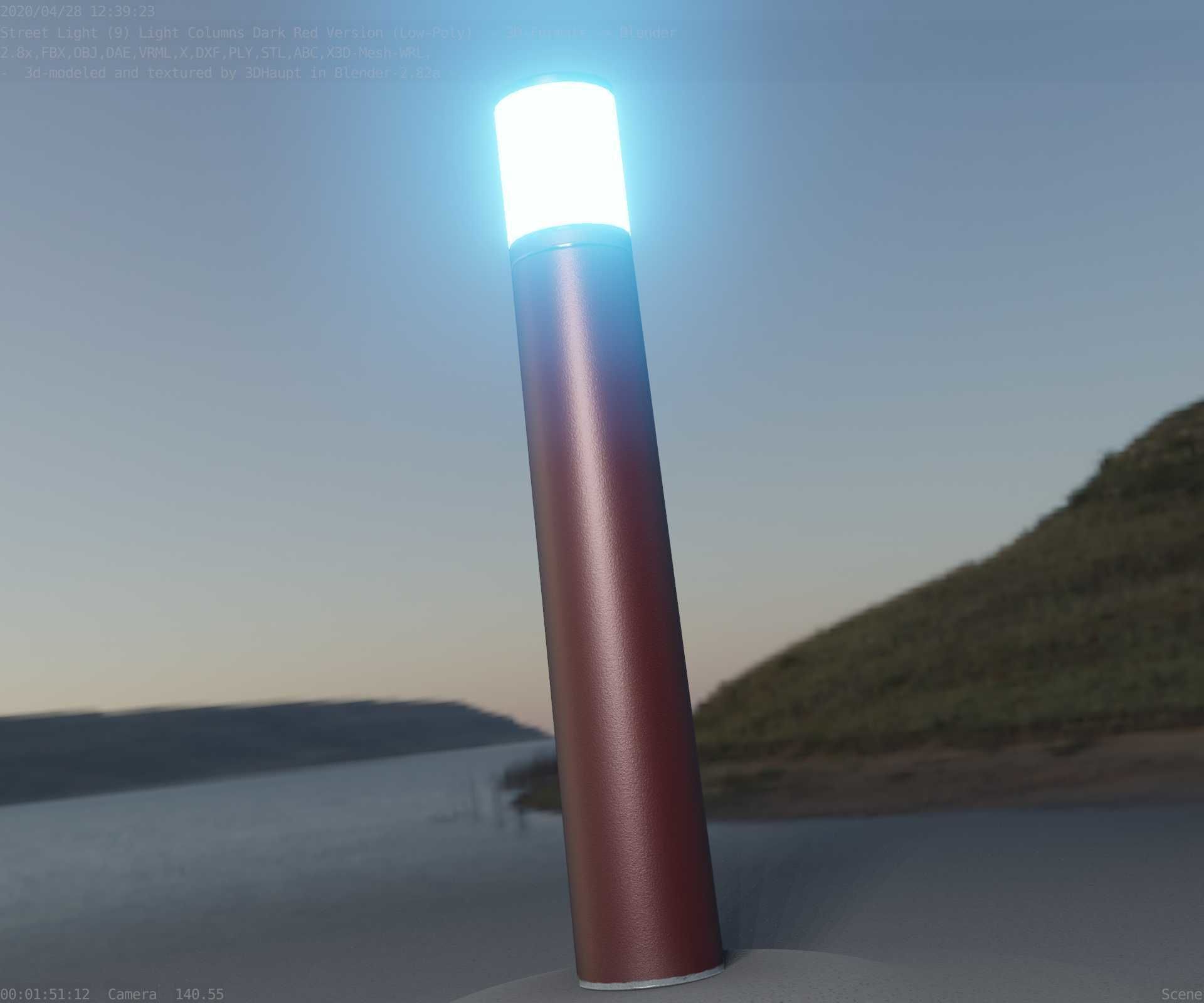 Dark Red Light-Column -27- Street-Light 9 Low-poly 3D model_76