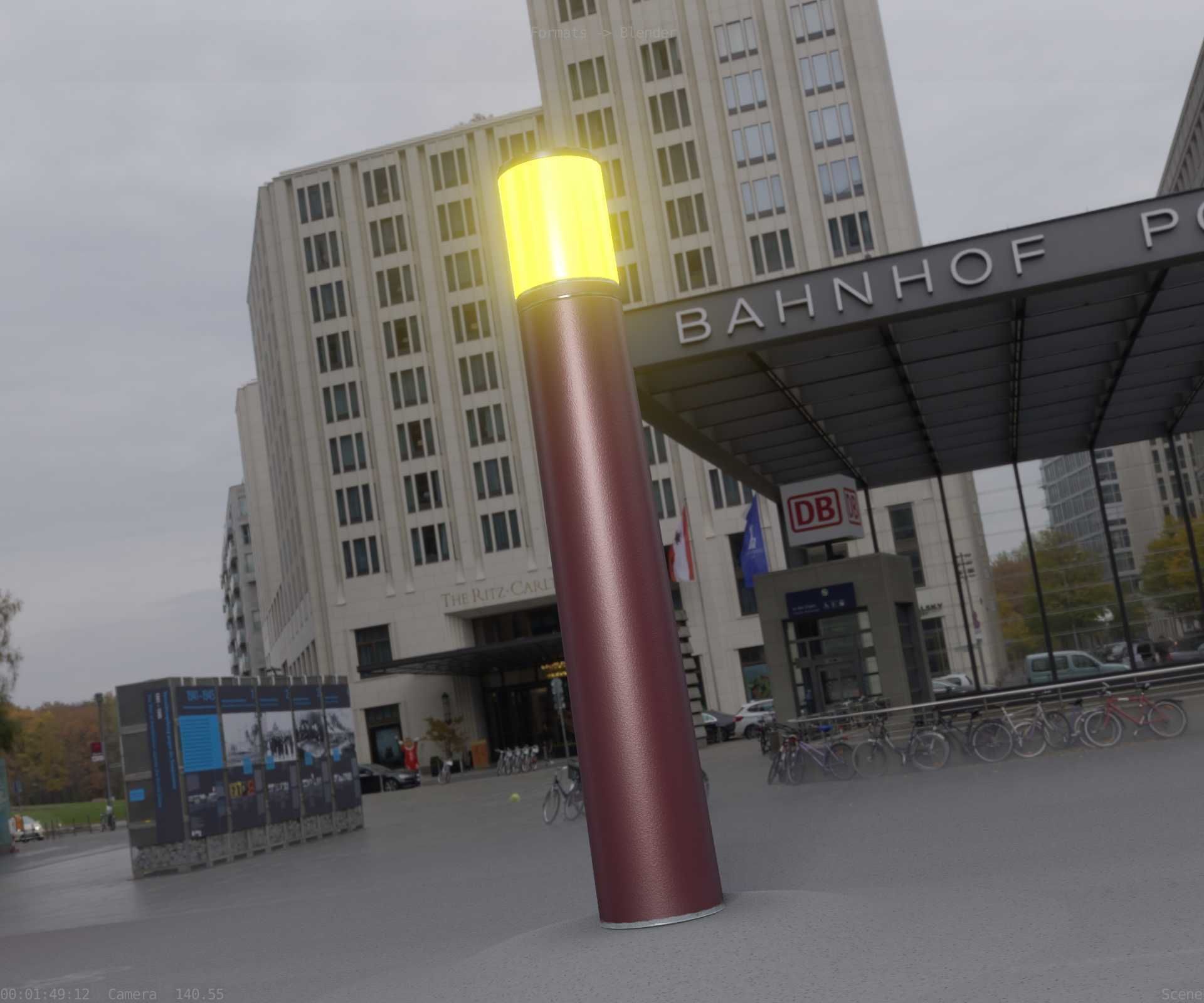 Dark Red Light-Column -27- Street-Light 9 Low-poly 3D model_14