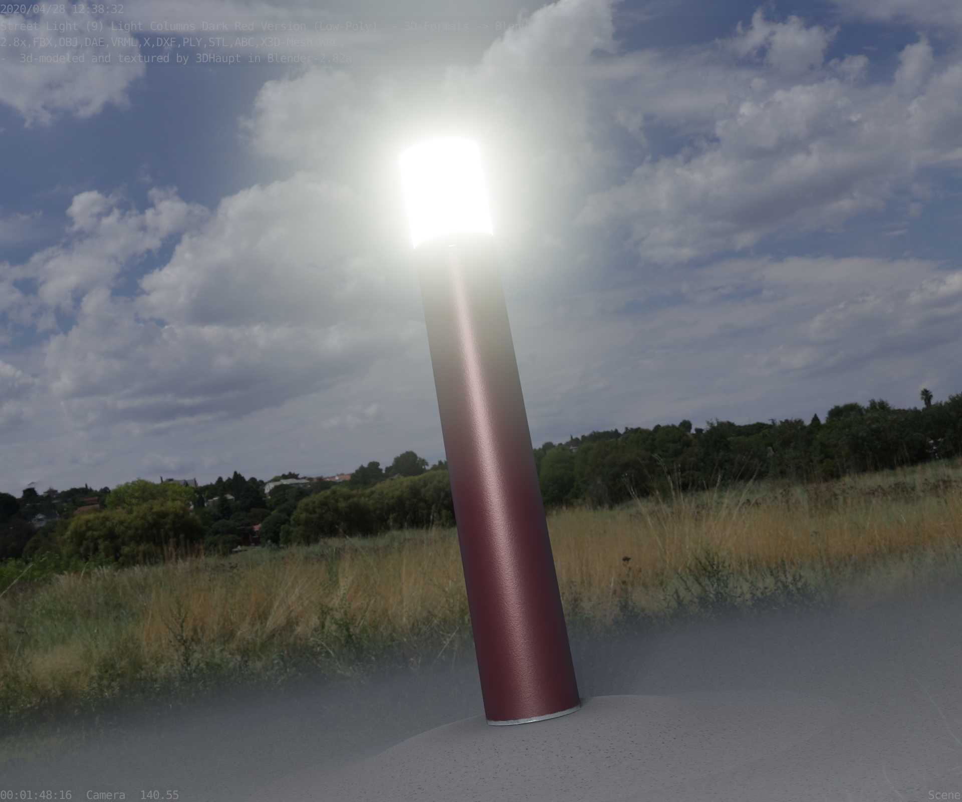 Dark Red Light-Column -27- Street-Light 9 Low-poly 3D model_23