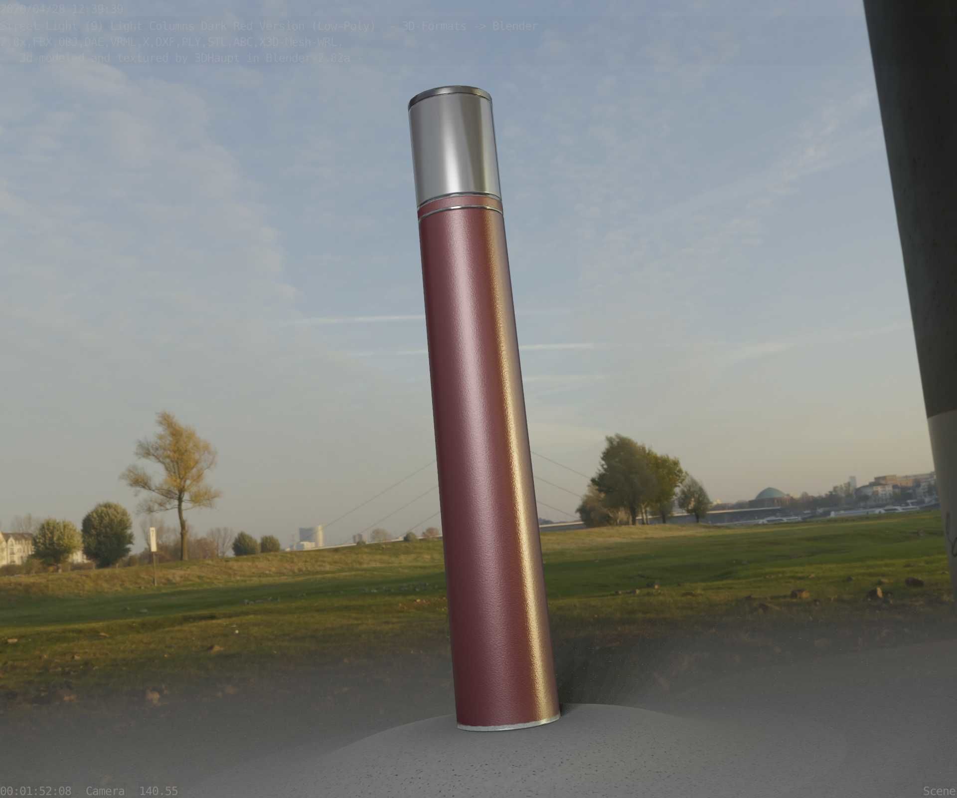 Dark Red Light-Column -27- Street-Light 9 Low-poly 3D model_96