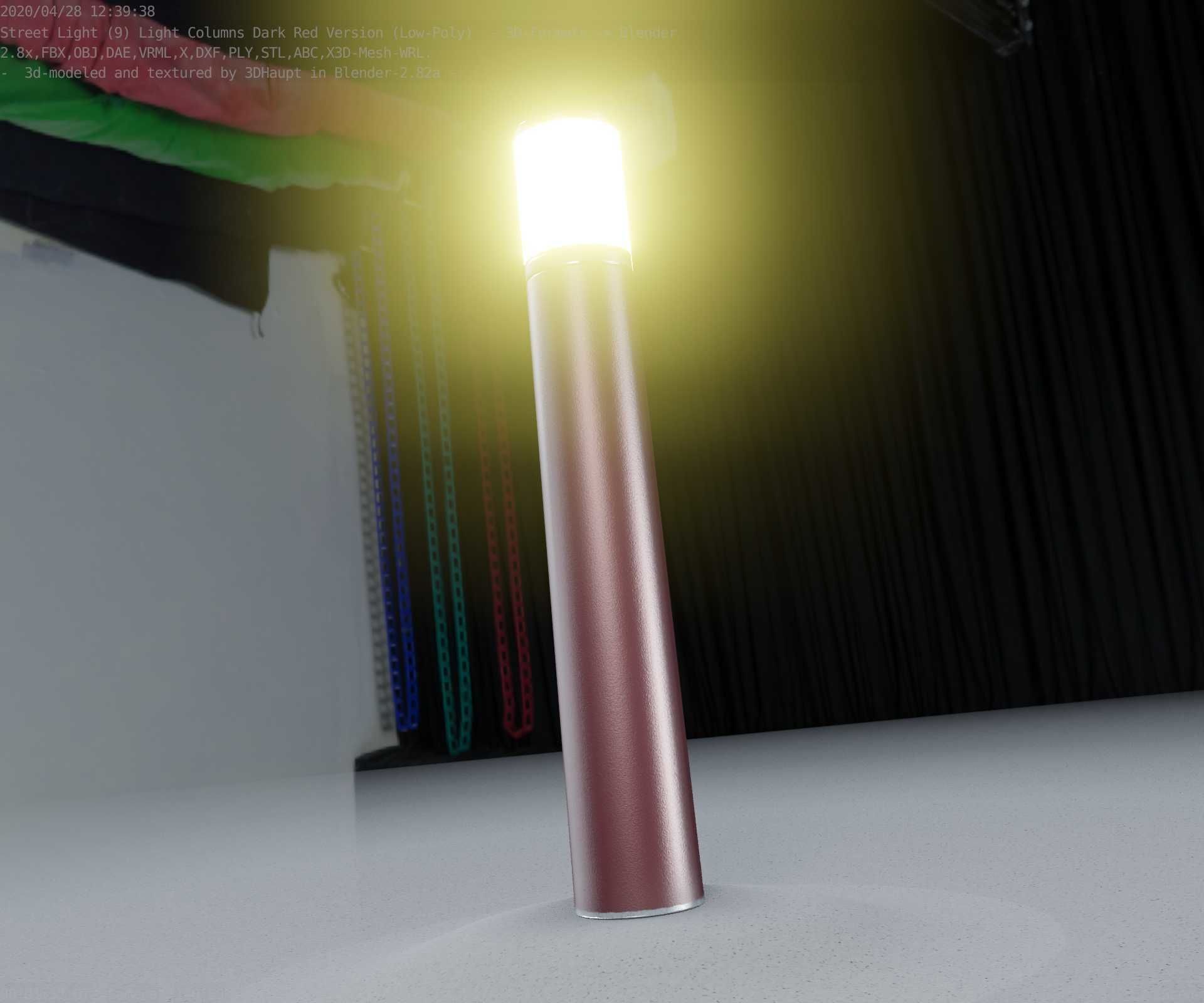Dark Red Light-Column -27- Street-Light 9 Low-poly 3D model_95