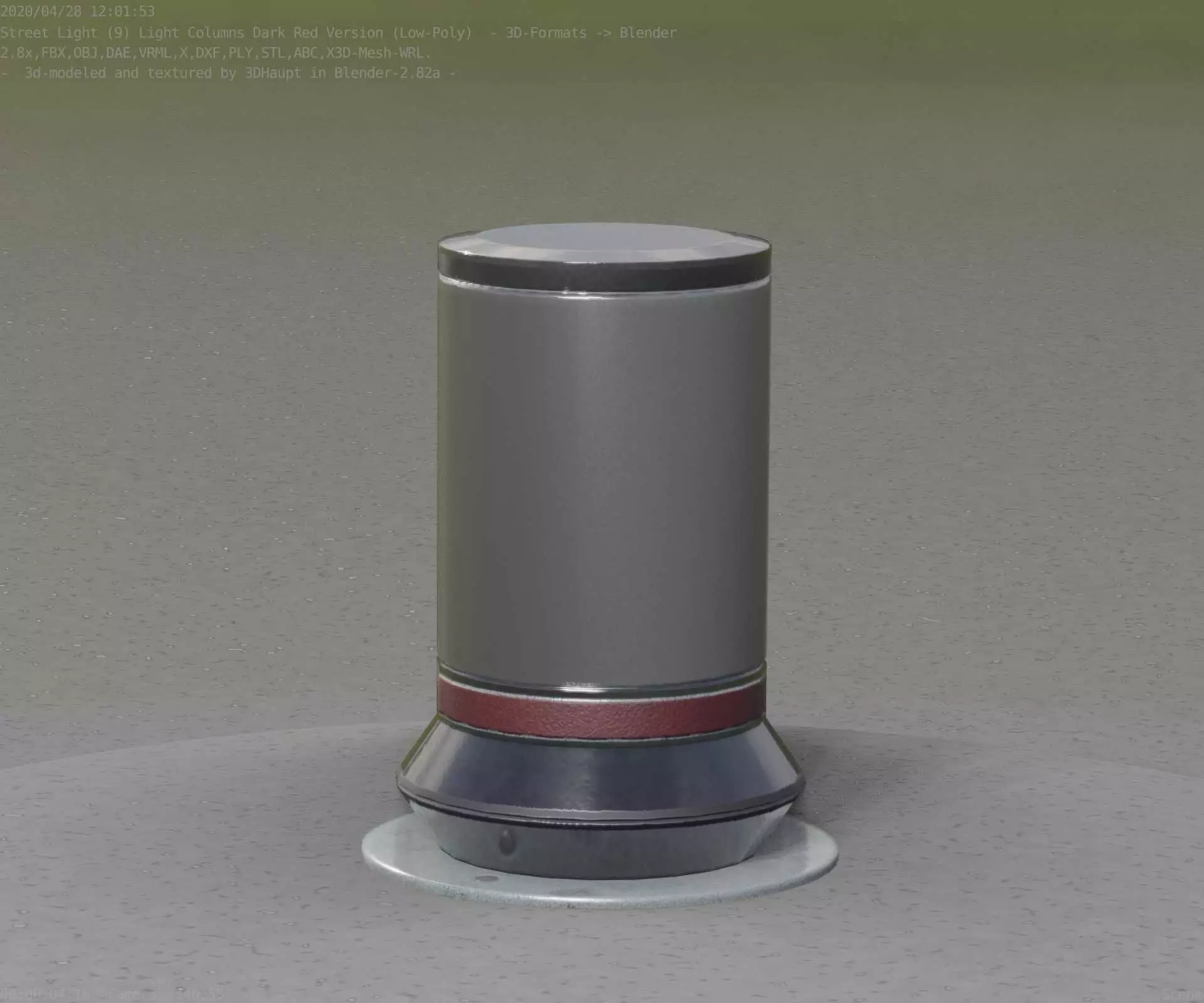 Dark Red Light-Column -2- Street-Light 9 Low-poly 3D model