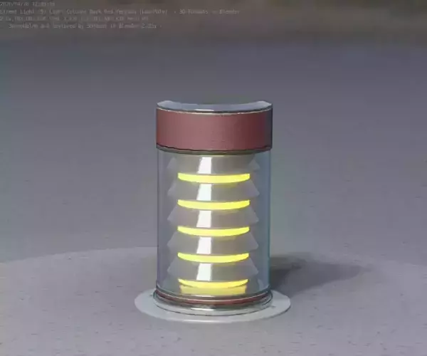 Dark Red Light-Column -3- Street-Light 9