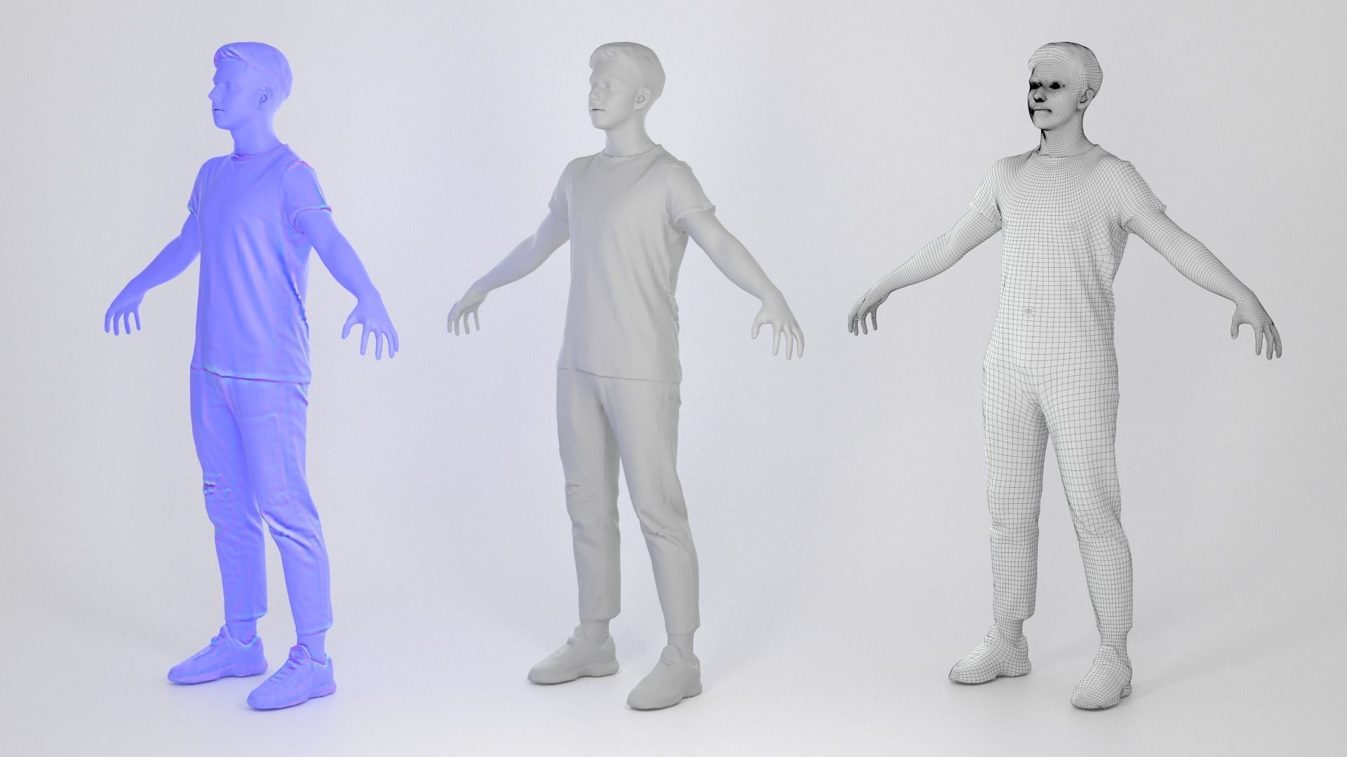 Stylish young man in a A-pose 114 Low-poly 3D model_3