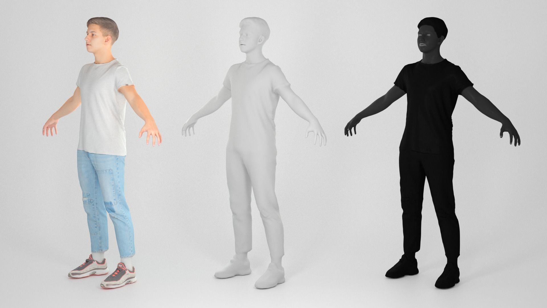 Stylish young man in a A-pose 114 Low-poly 3D model_4