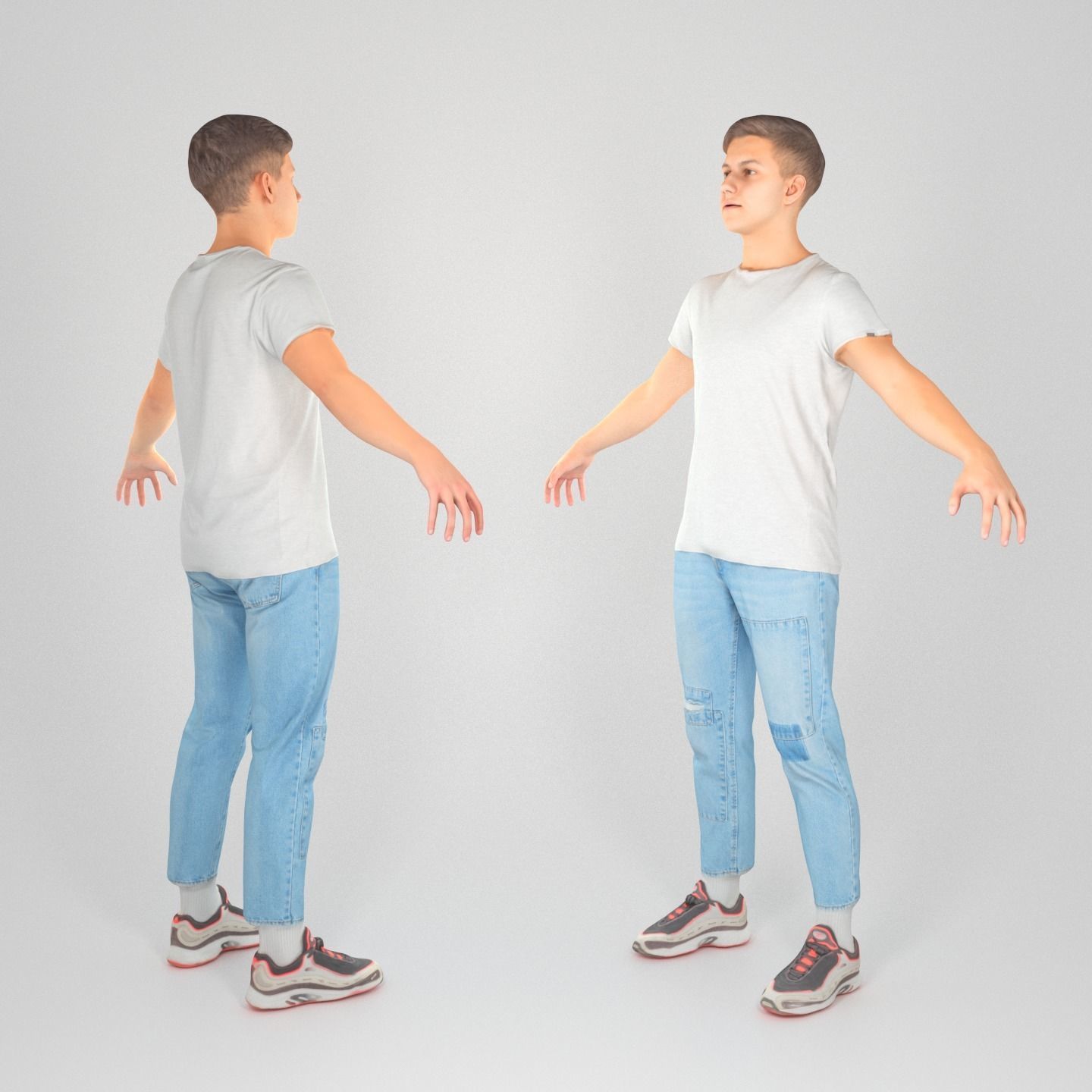 Stylish young man in a A-pose 114 Low-poly 3D model_1
