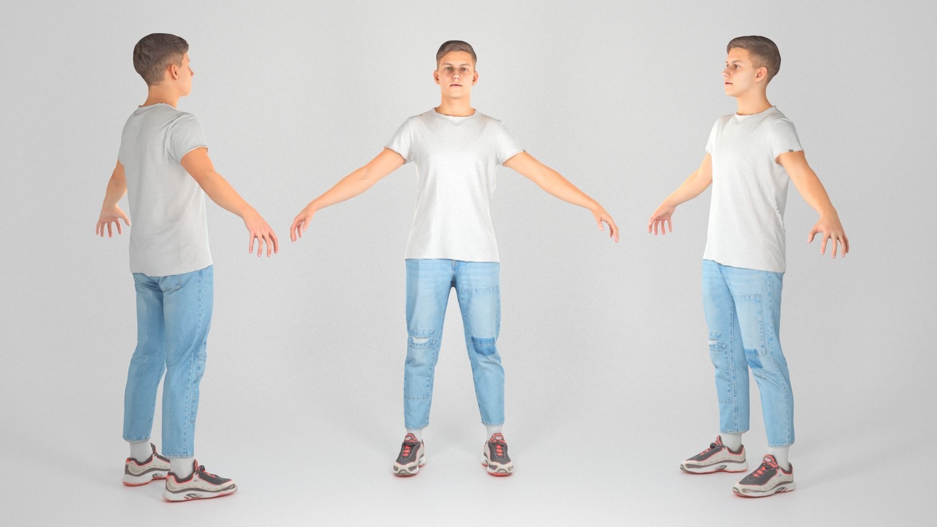 Stylish young man in a A-pose 114 Low-poly 3D model_2