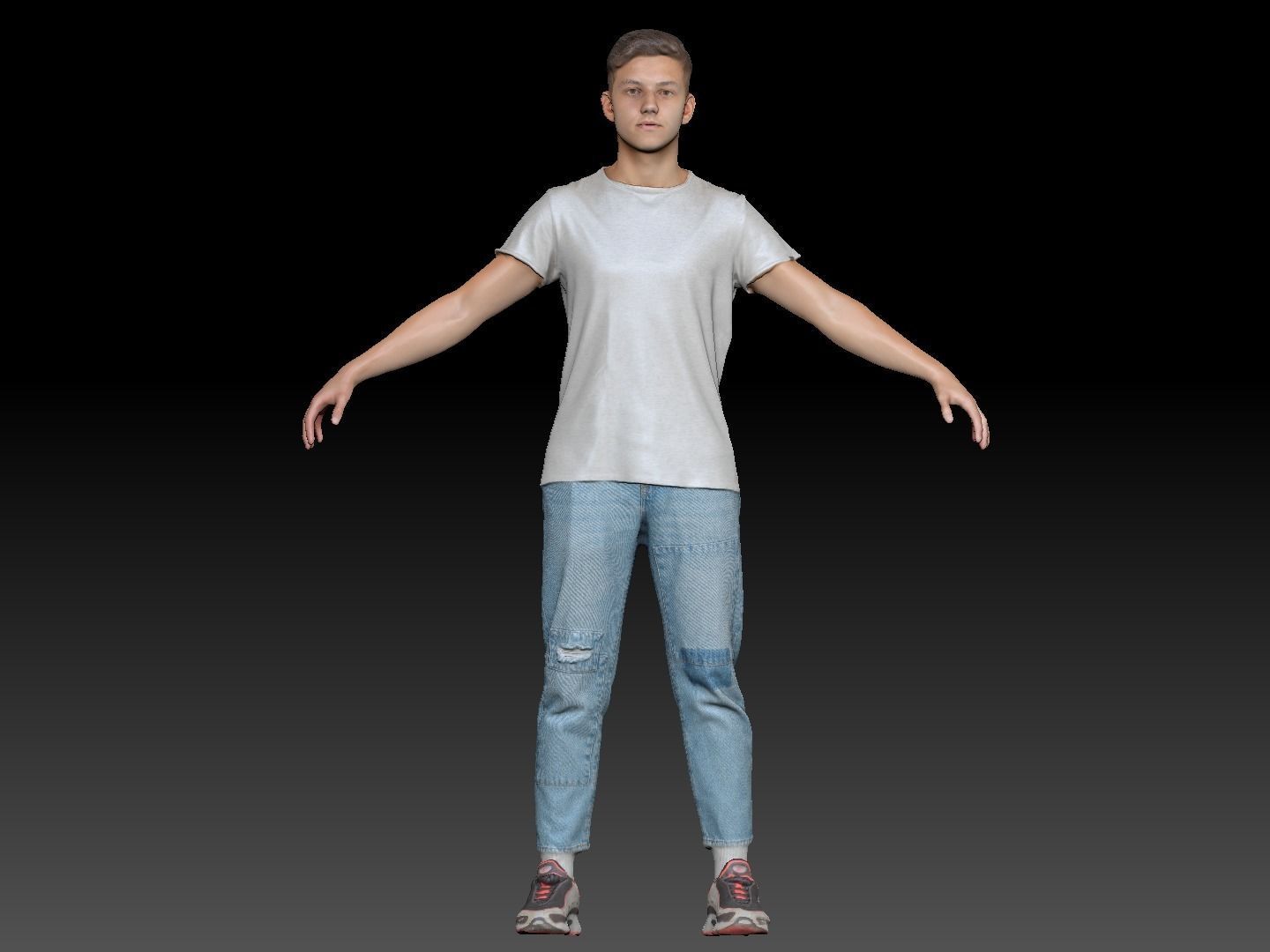 Stylish young man in a A-pose 114 Low-poly 3D model_5