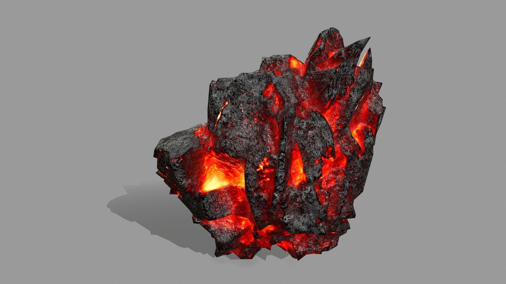 Rock Set piece of with flames Low-poly 3D model_17
