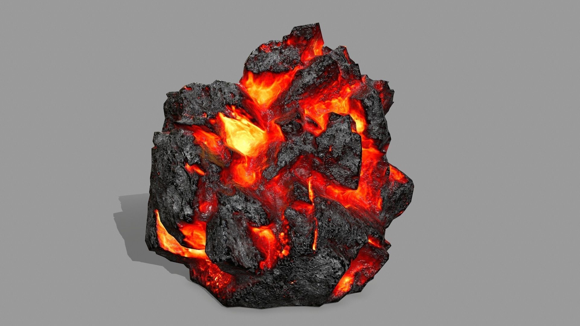 Rock Set piece of with flames Low-poly 3D model_8