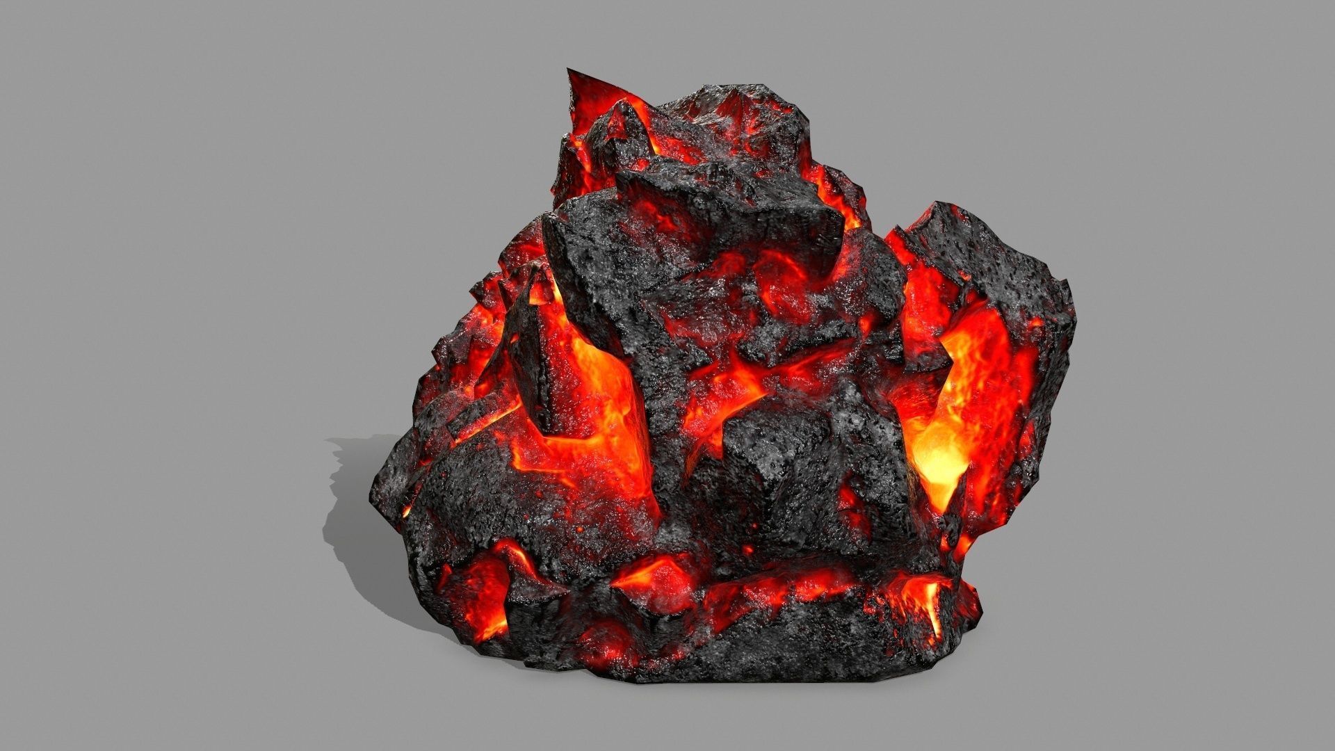 Rock Set piece of with flames Low-poly 3D model_7