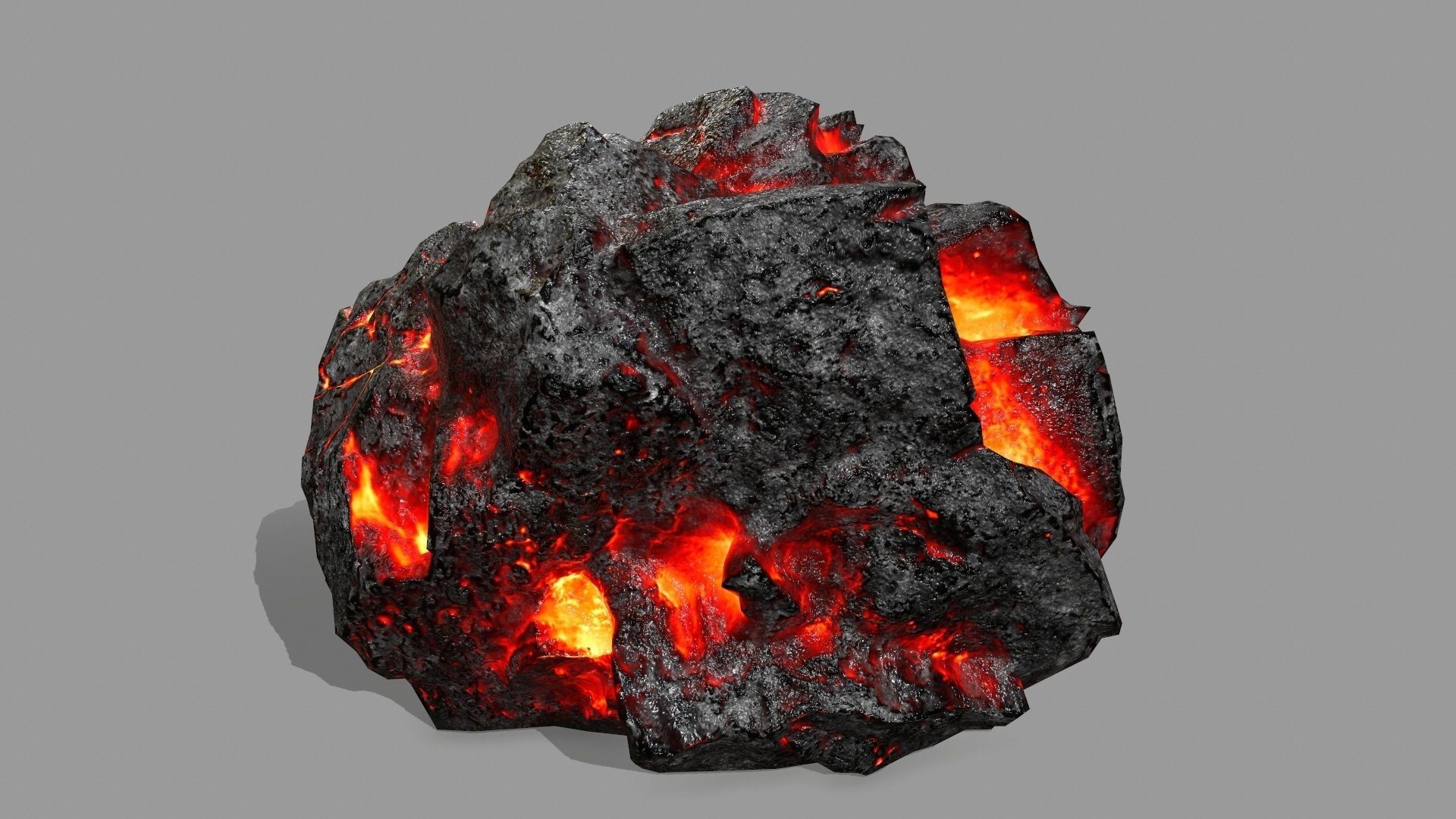 Rock Set piece of with flames Low-poly 3D model_9