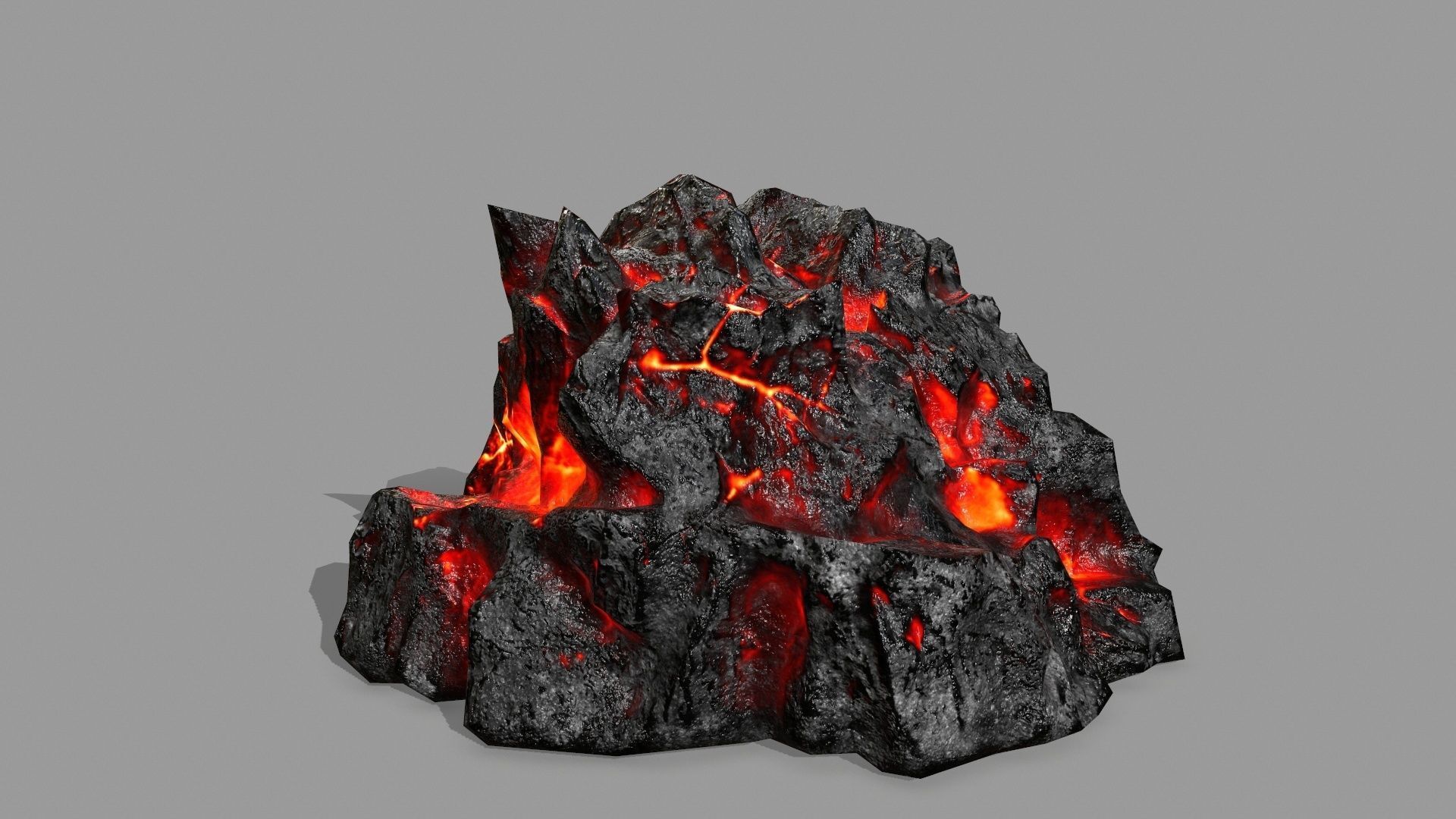 Rock Set piece of with flames Low-poly 3D model_20