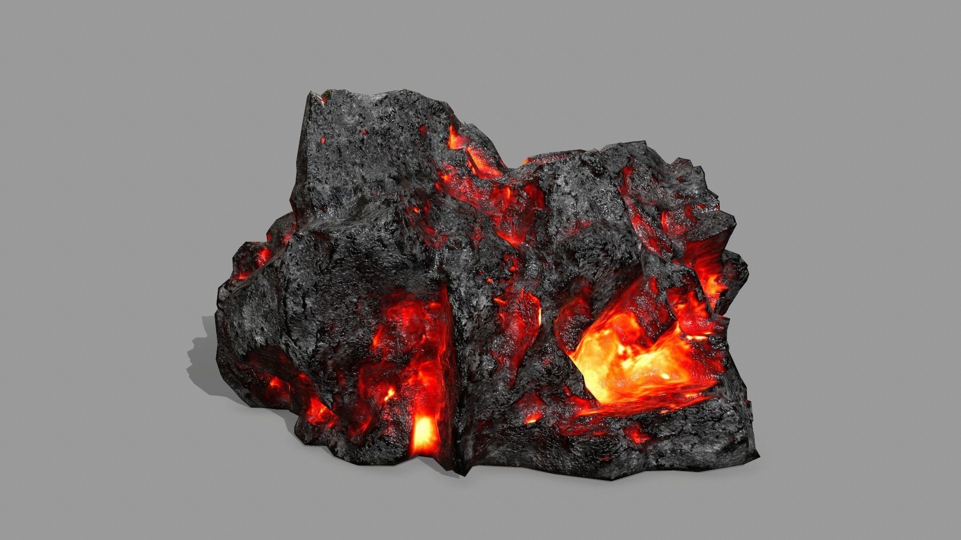 Rock Set piece of with flames Low-poly 3D model_14